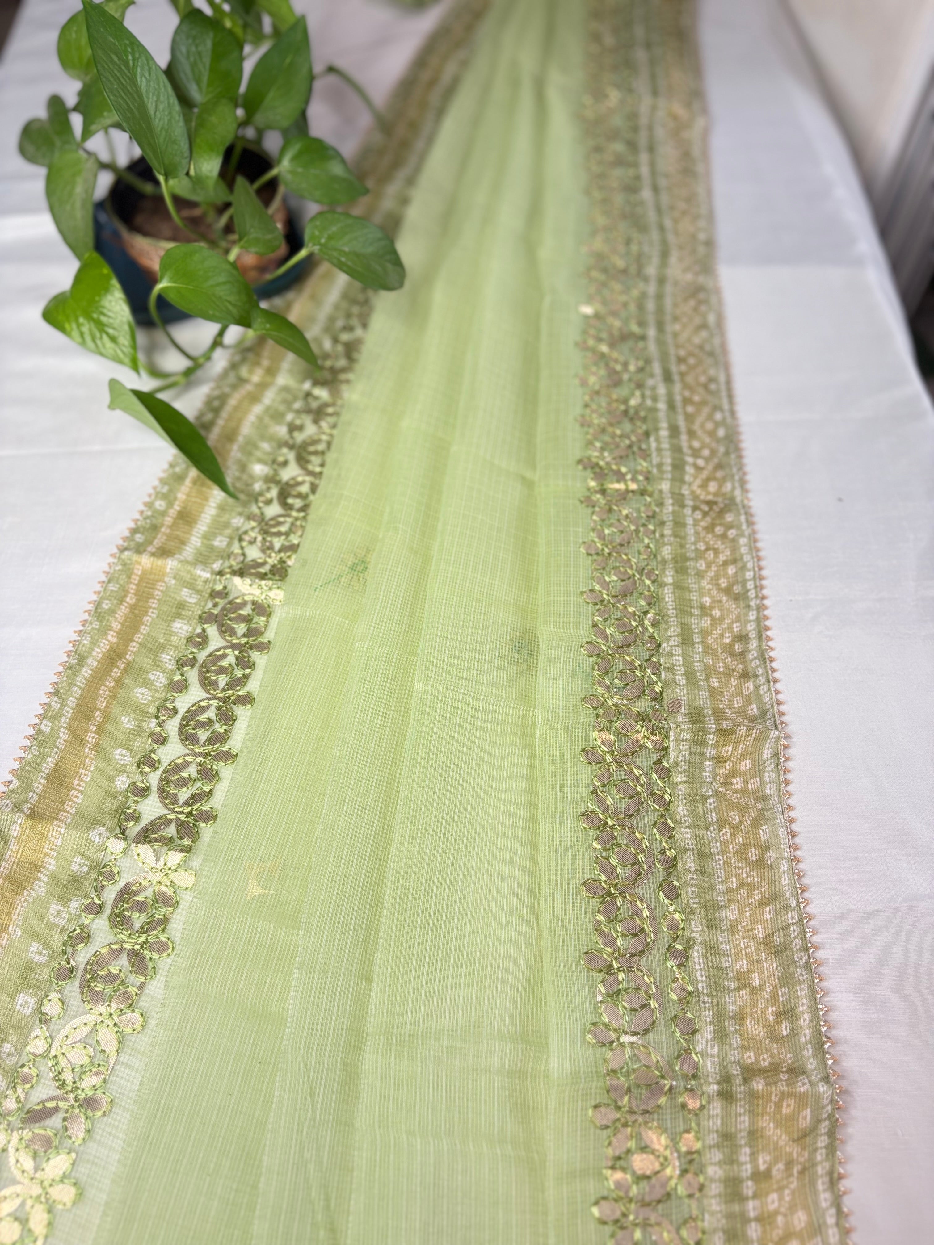 Devyani- Kota Salwar Suit In Gota Work In Pastel Green