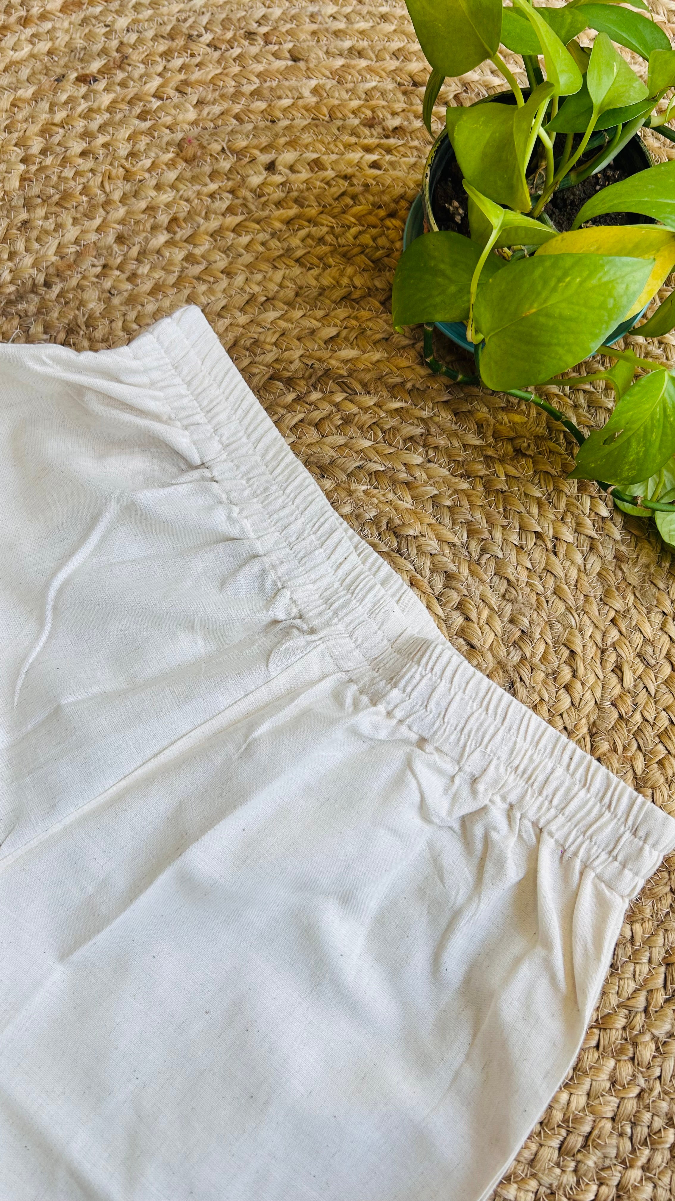 Prisha Cream Flower Embroidery Straight Pant In Cotton For Women