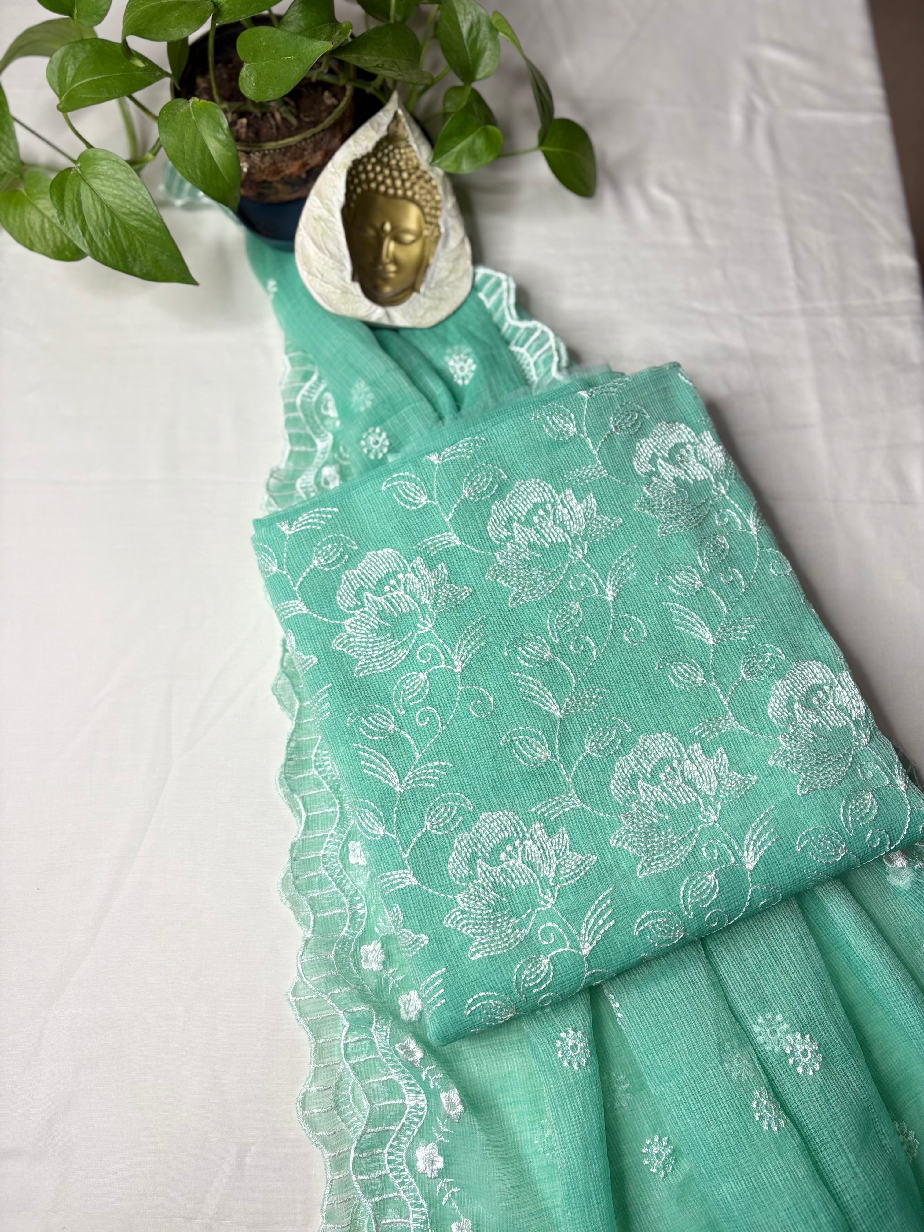 Anjani- Kota Doriya Embroidery Work Suit In Sky Blue