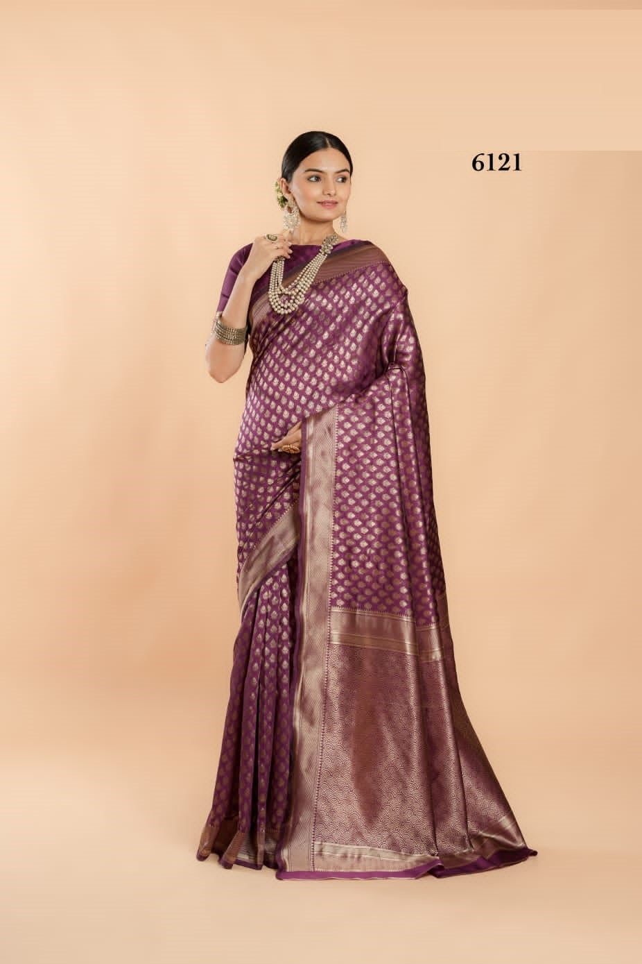 Wine cotton silk saree