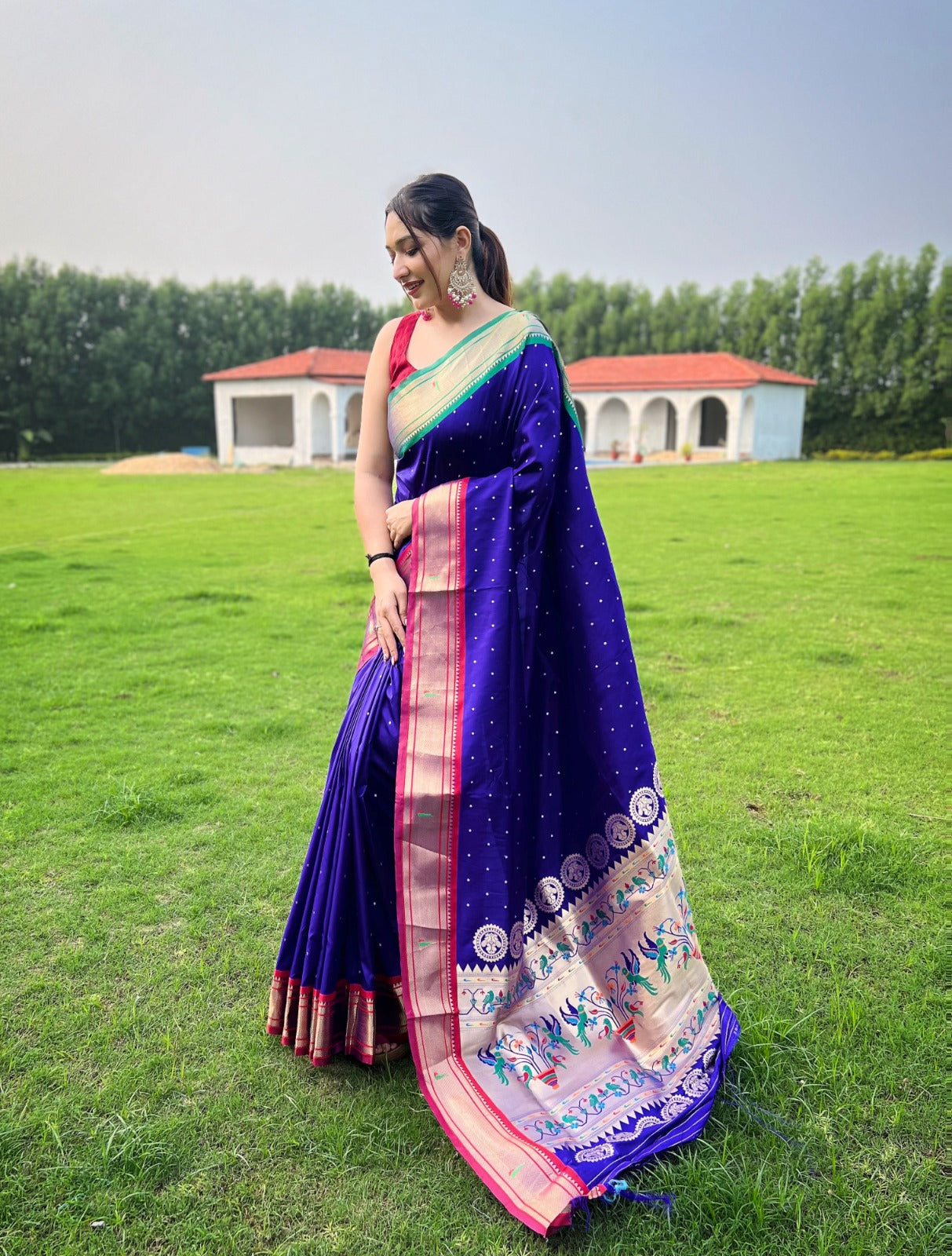 Panchaamrit Designer Banarasi Paithani Saree with blouse piece Banarasi  Paithani silk saree/Party wear saree/Traditional
