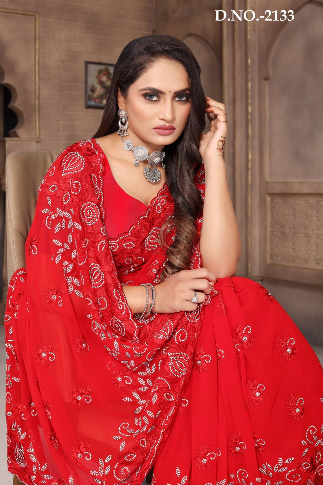 Red Boutique Style Saree