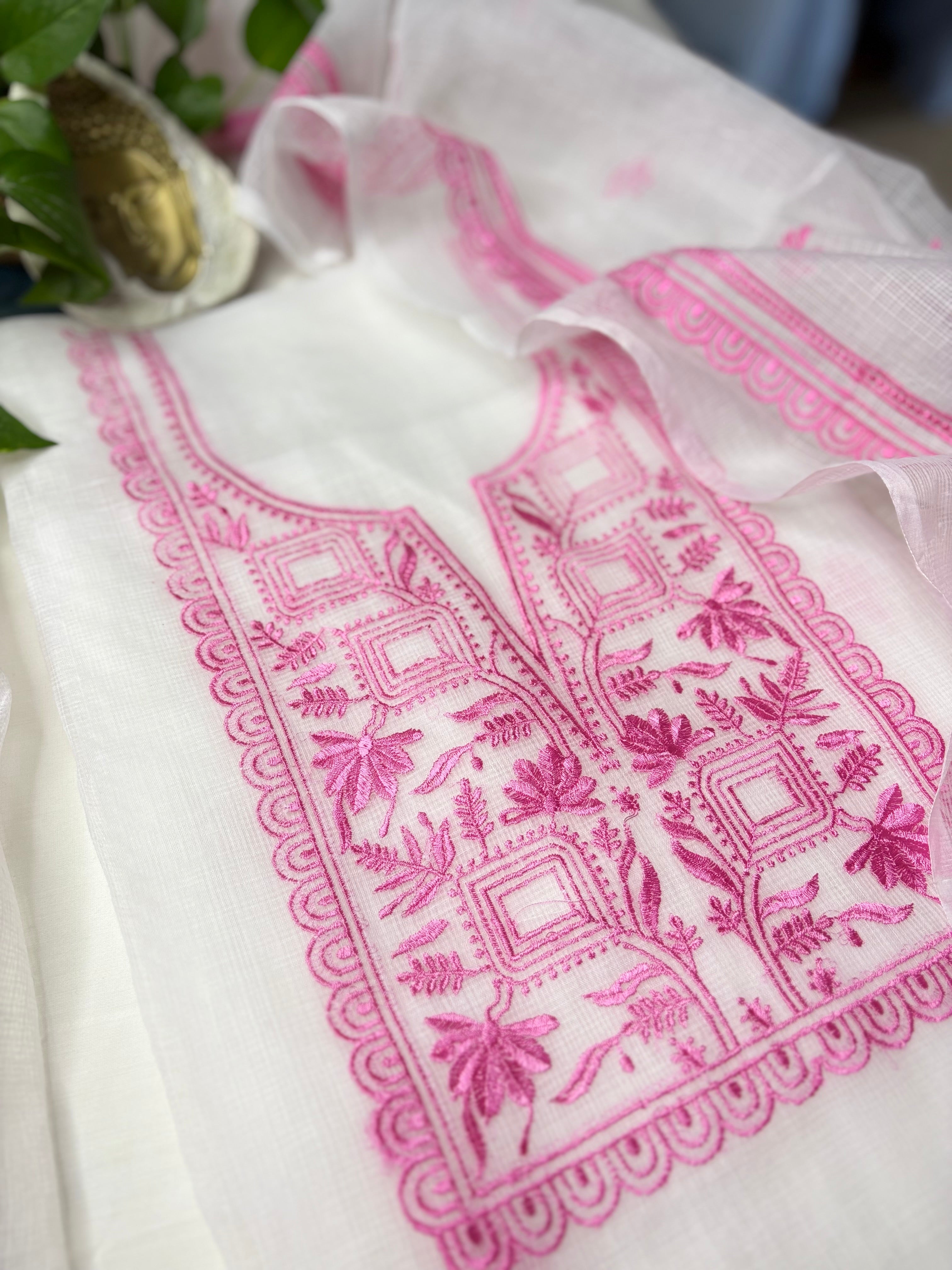 Pink Kota Doriya Embroidery Work Suit