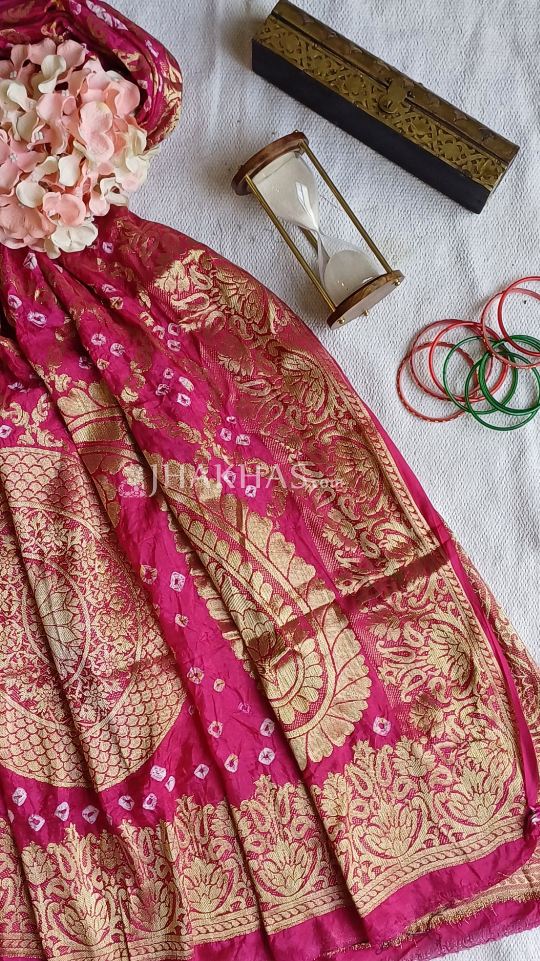 Banarasi gharchola dupatta in soft silk rani Pink 