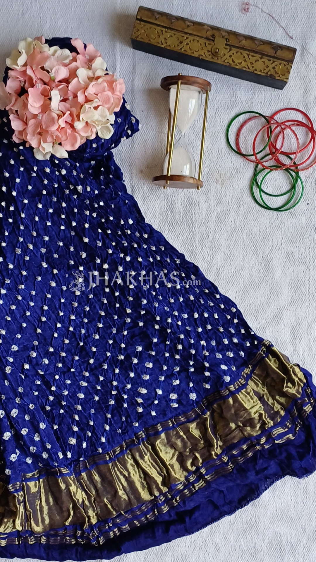 Blue Modal Silk Bandhej Gharchola Dupatta 