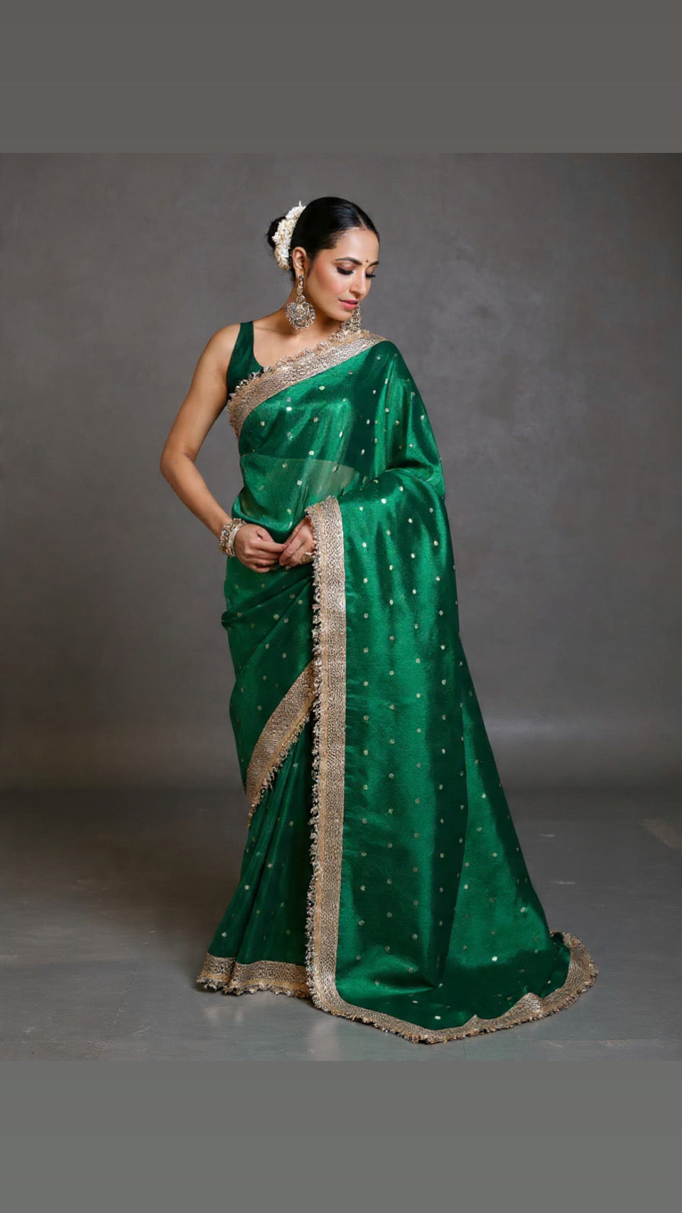 Green Color Sitara Banarasi Tissue Saree