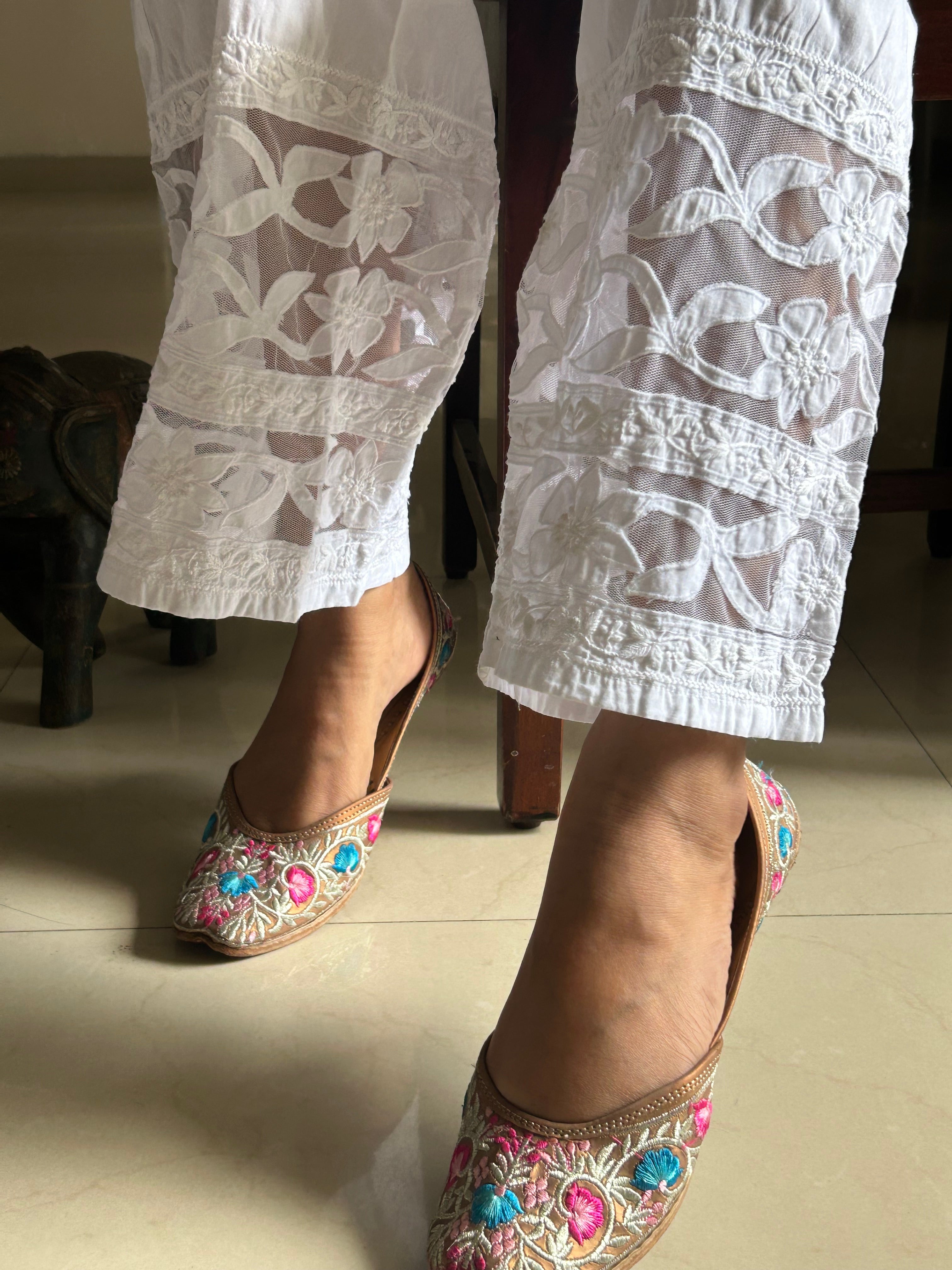 Pakistani style chikankari plazzo with applique work