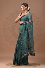 Green Printed Chanderi Saree