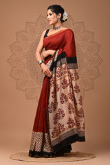 Red Handloom Chanderi Saree