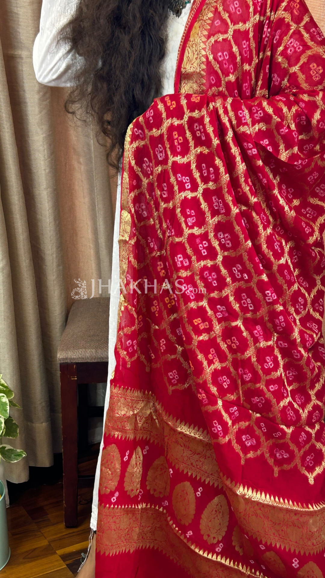 Bridal Red Banarasi Gharchola Georgette Dupatta