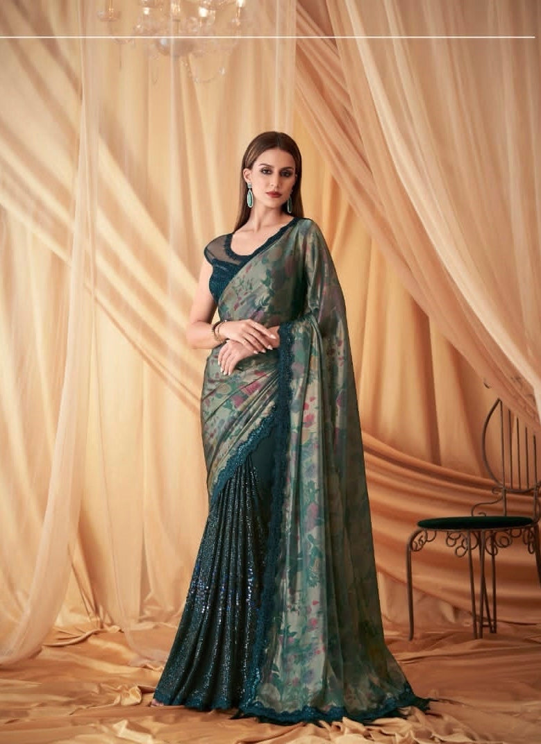 Green boutique style saree