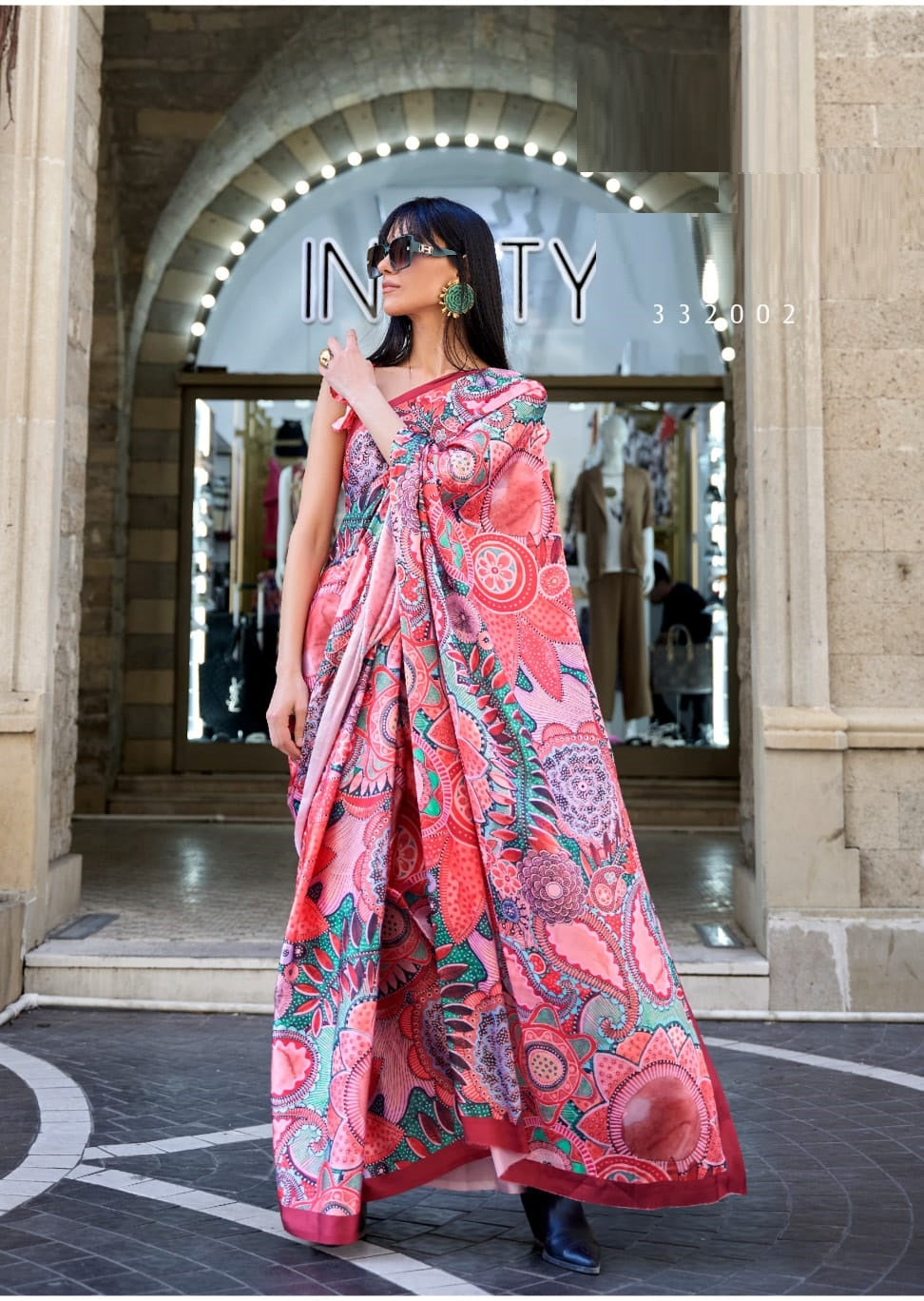Buy designer satin silk sarees online at Suvidha Fashion
