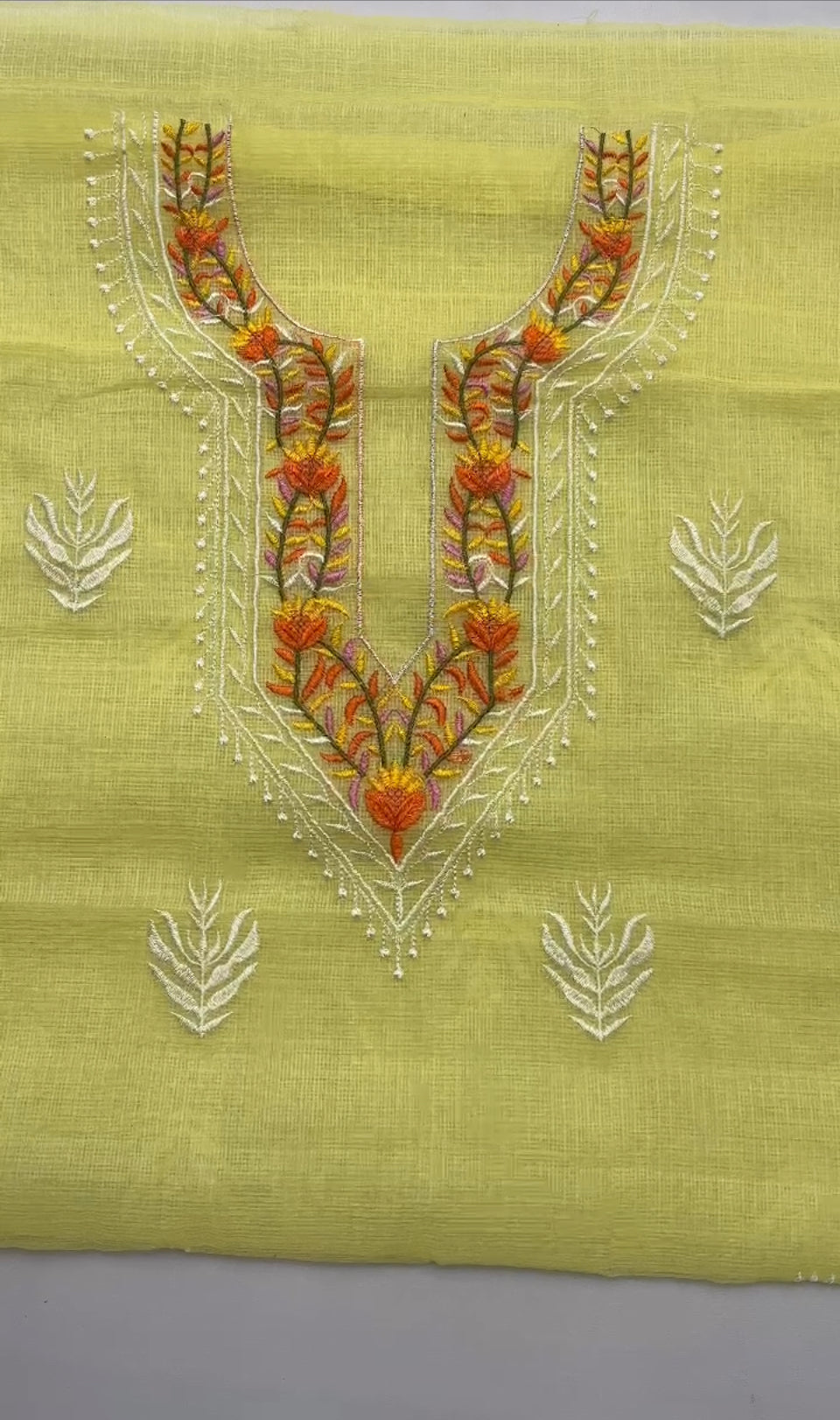 Kota Doriya Embroidery Work Suit In Yellow