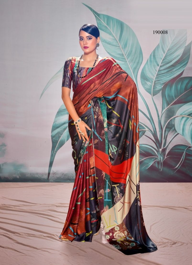 Red digital print saree