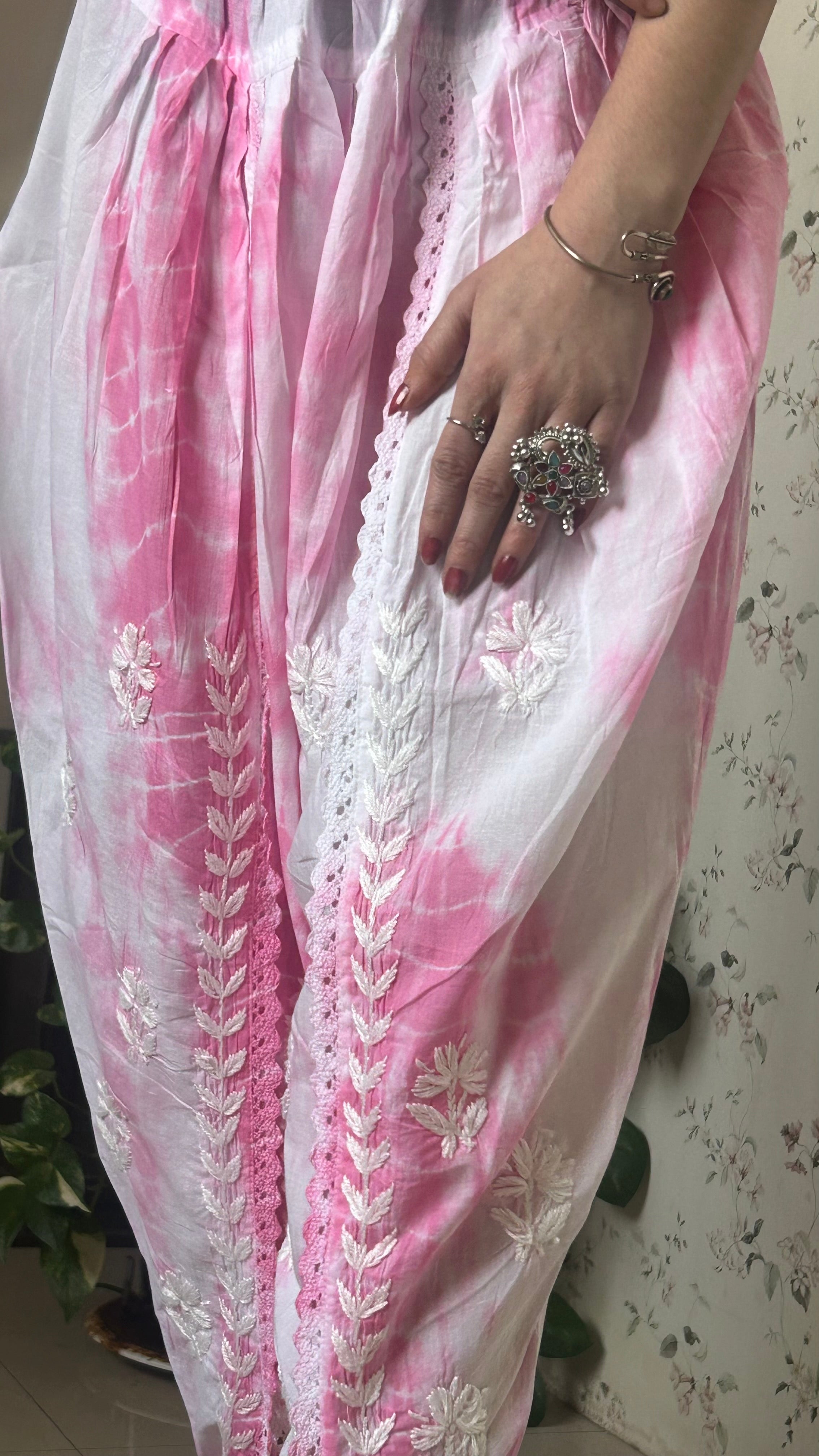 Tie N Die Pink Chikankari Dhoti Salwar