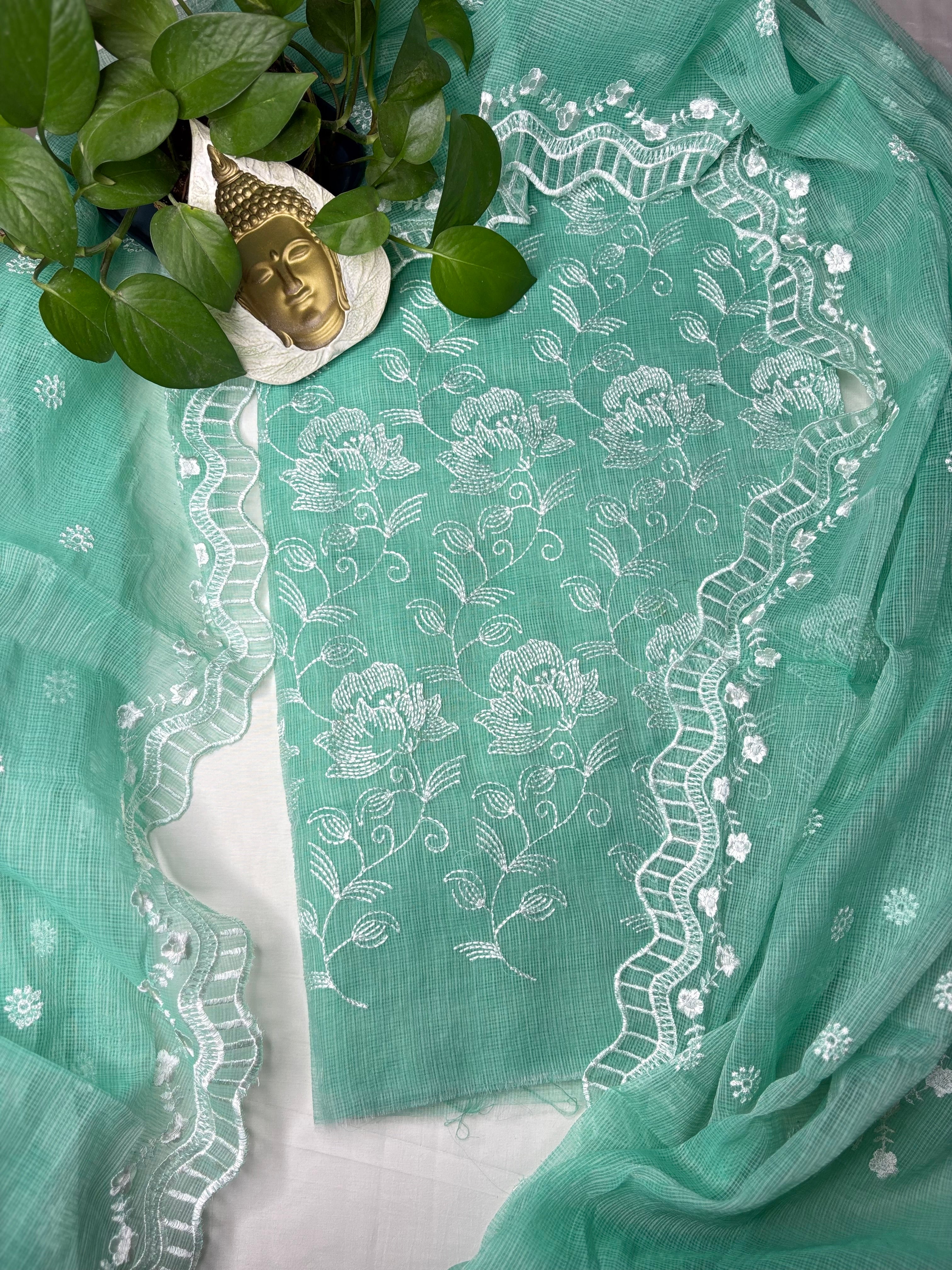 Anjani- Kota Doriya Embroidery Work Suit In Sky Blue