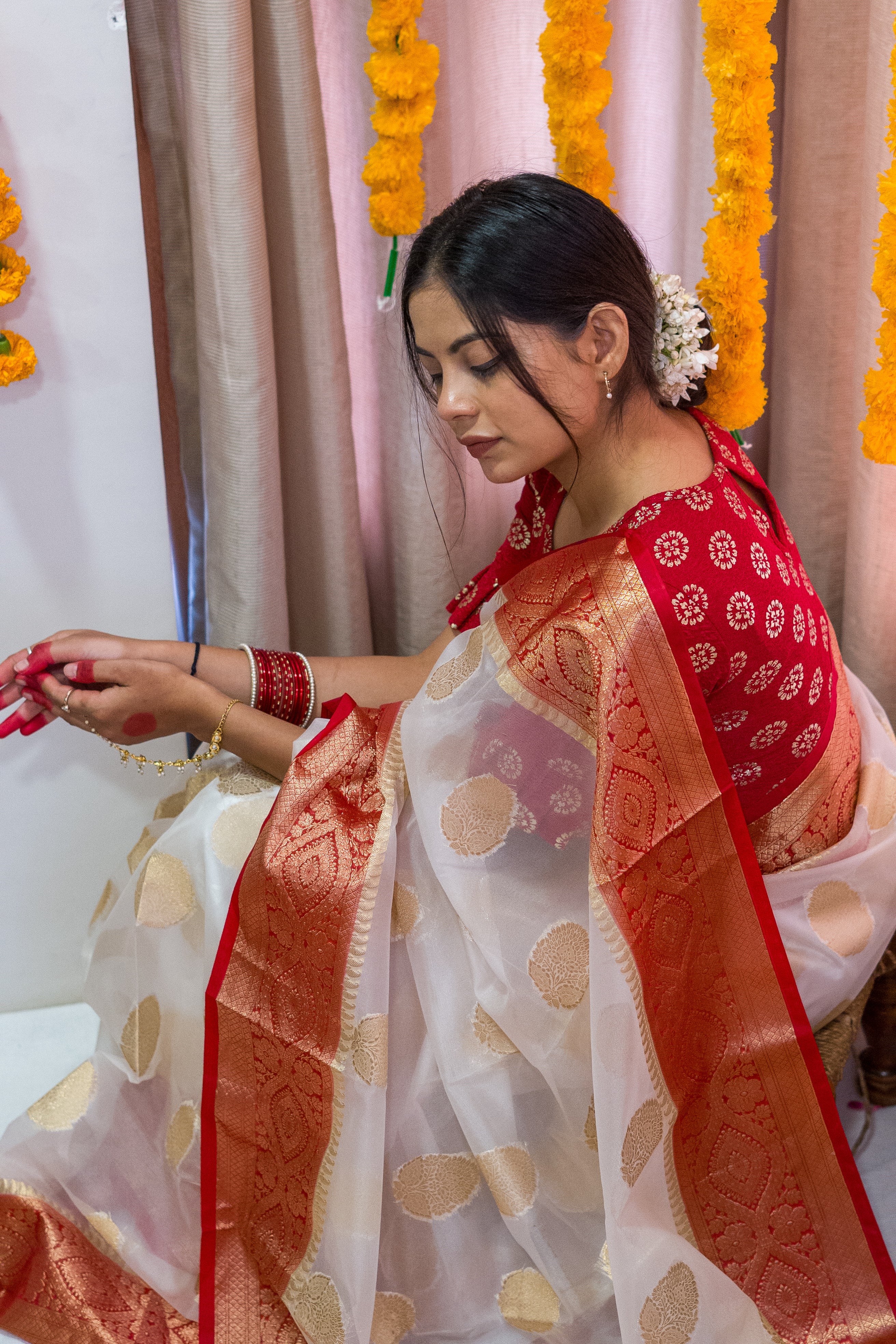 Any Colour Can Be Customised Banarasi Organza Kora Silk Saree at Best Price  in Varanasi | Ali Amam Textiles