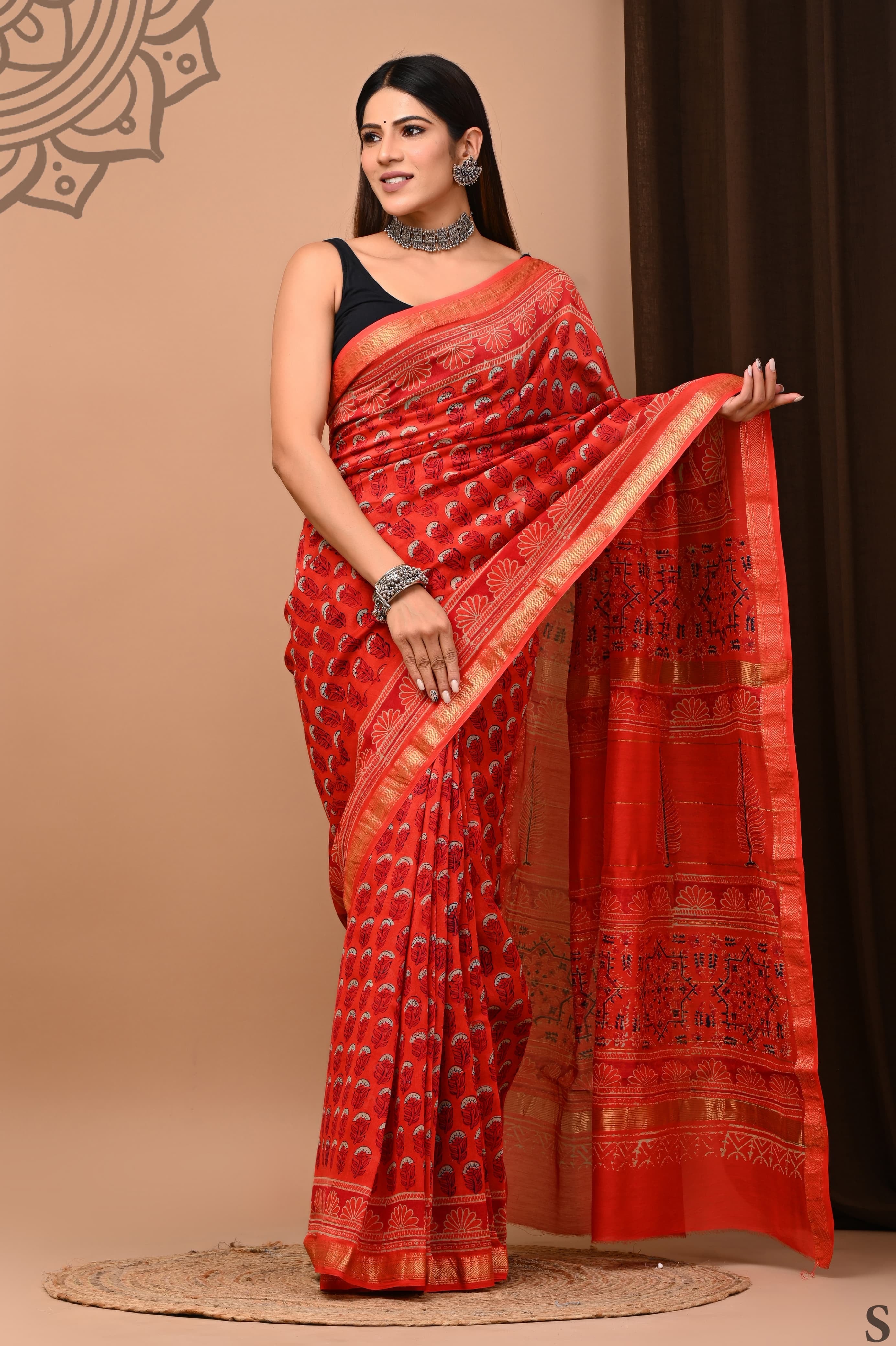 Shop Cream Tissue Chanderi Saree Online in USA with Red Saree Blouse – Pure  Elegance