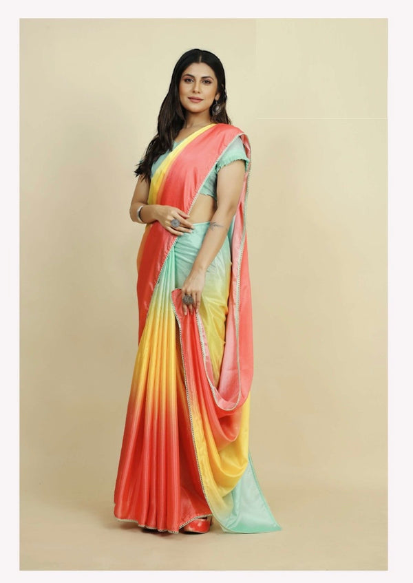 Rocky And Rani Yellow Orange Trending Saree