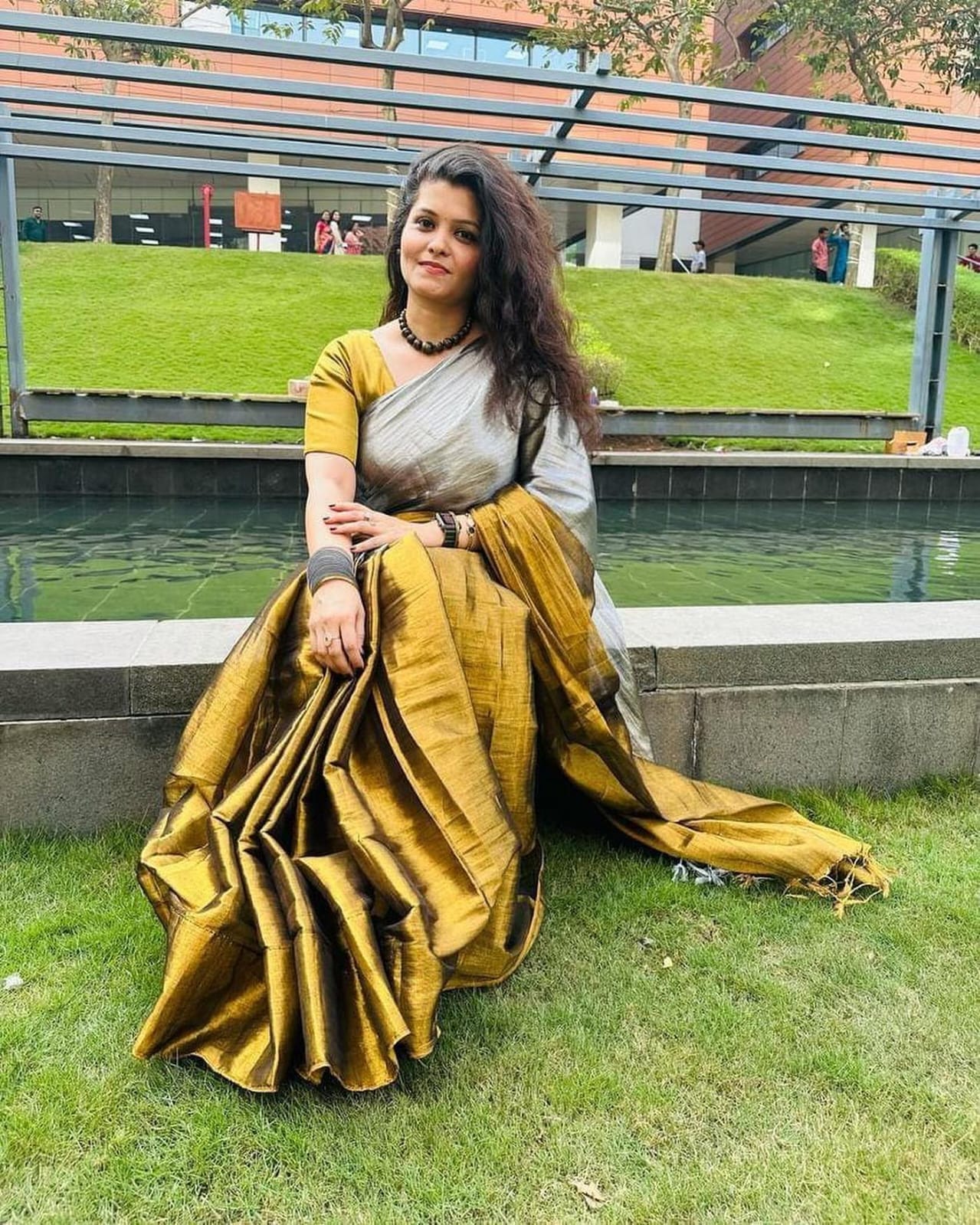 Gold-Silver Tissue Silk Saree With Blouse