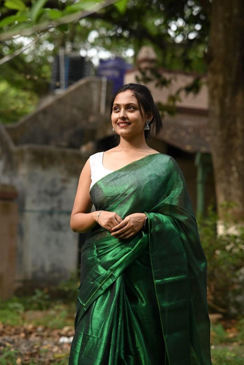 Green Tissue Silk Saree With Blouse