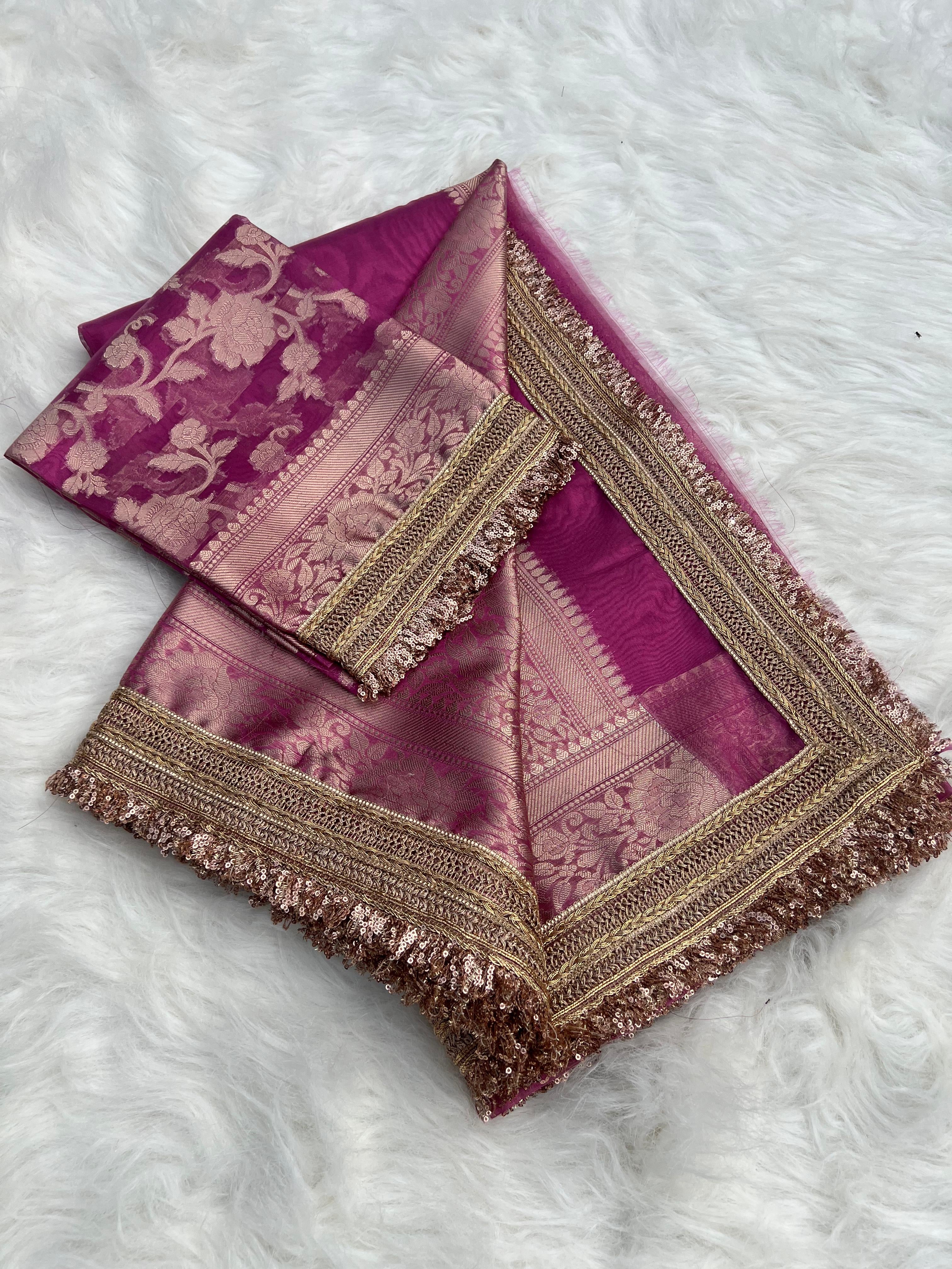 Pink Chamki Banarasi Tissue Saree