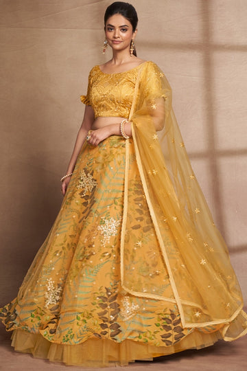 Party Wear Yellow Net Lehenga Choli, Dry Clean at Rs 899 in