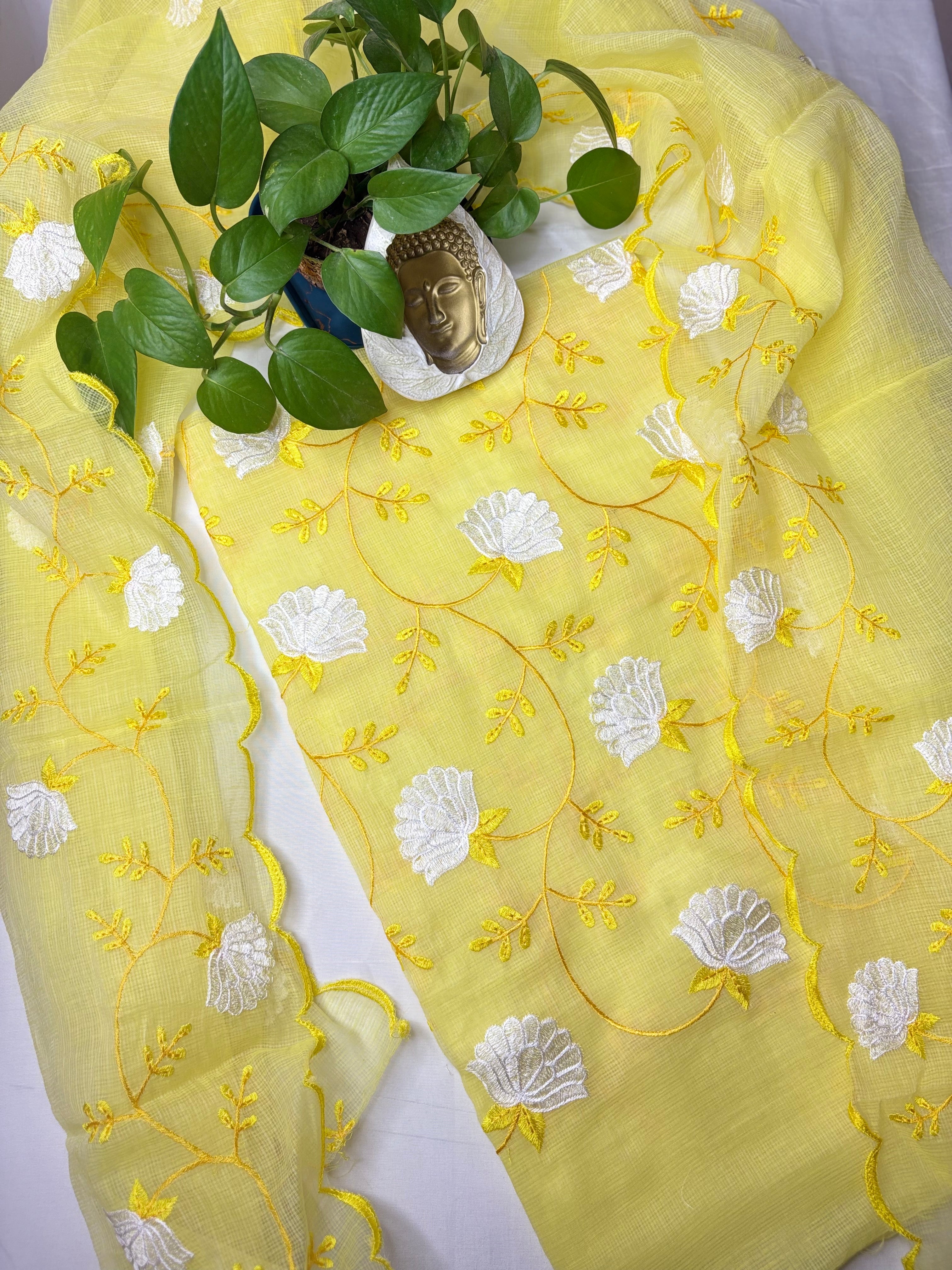 Subhadra- Kota Doriya Embroidery Work Suit In Yellow