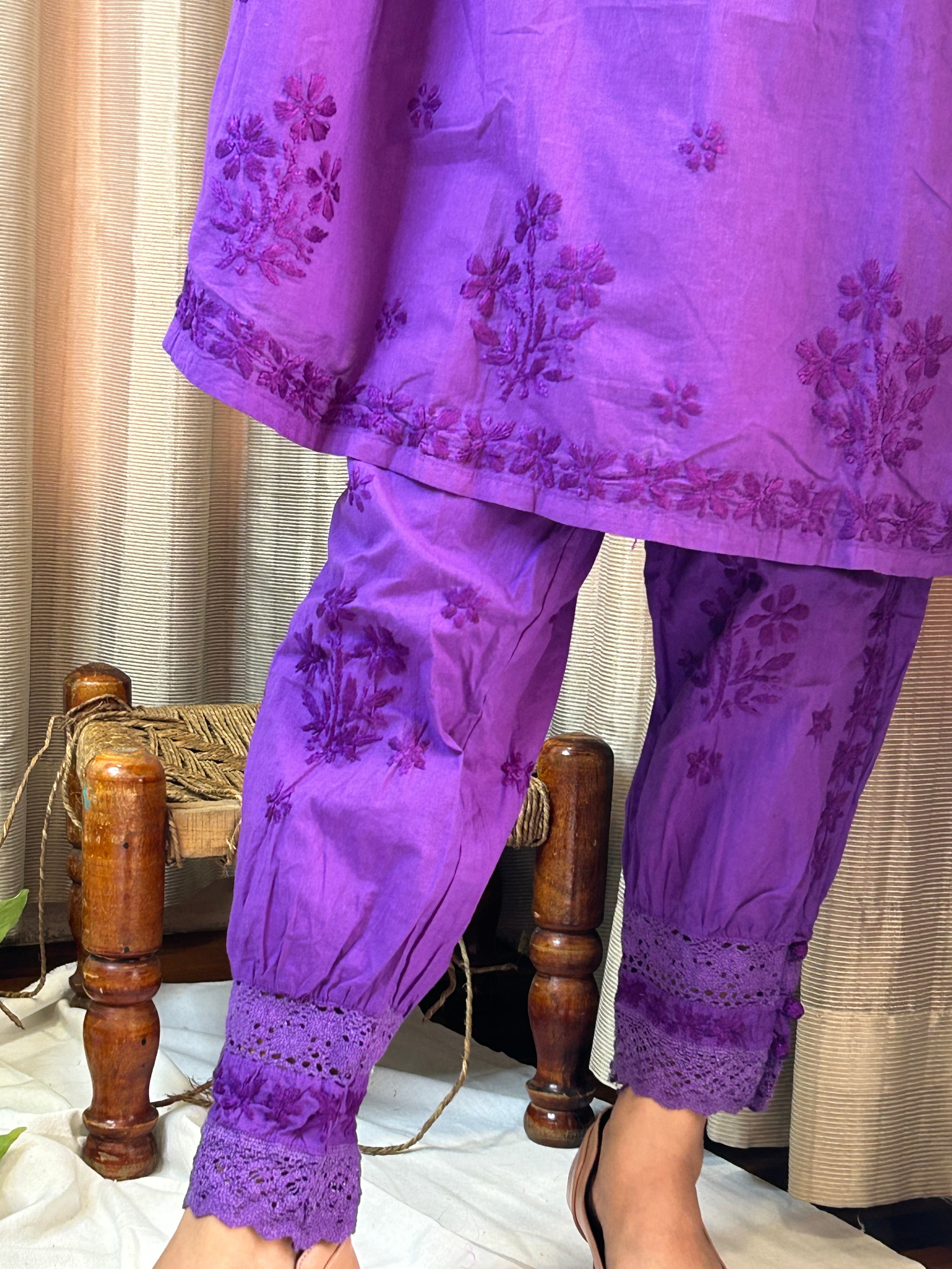 Purple Chikankari Coord Set