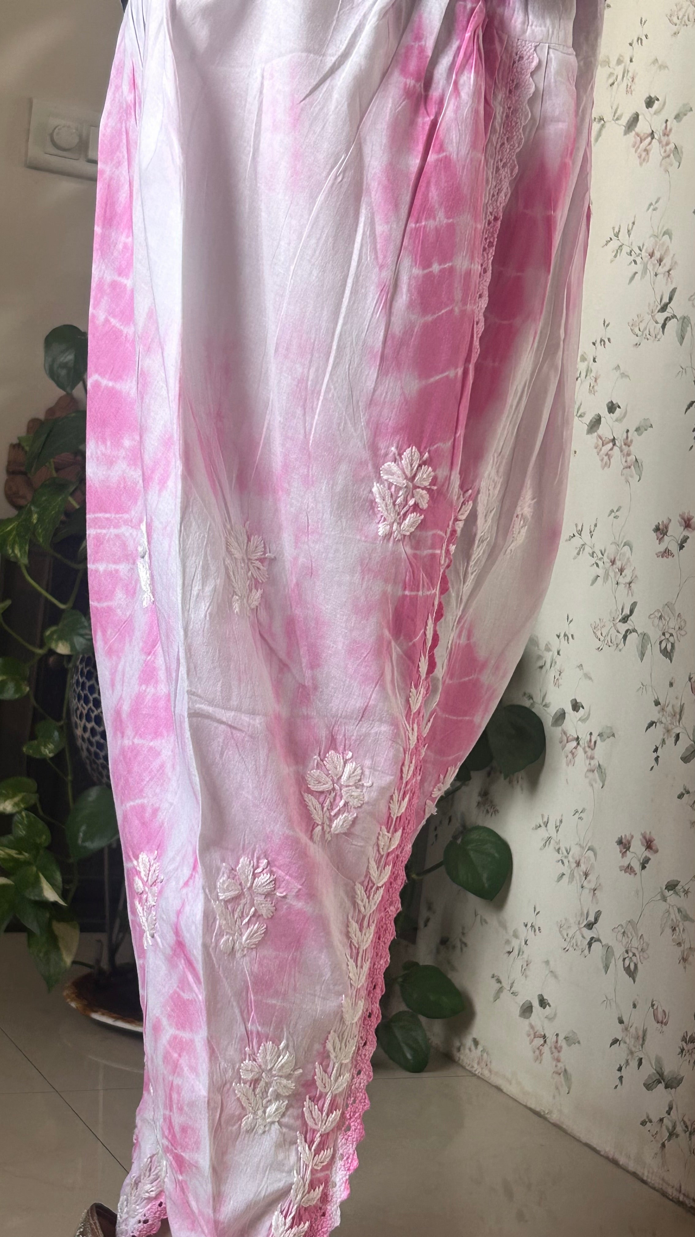 Tie N Die Pink Chikankari Dhoti Salwar