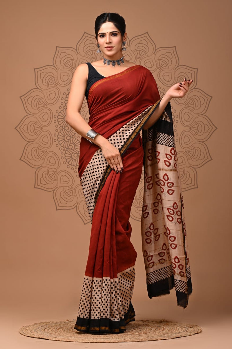Red Handloom Chanderi Saree