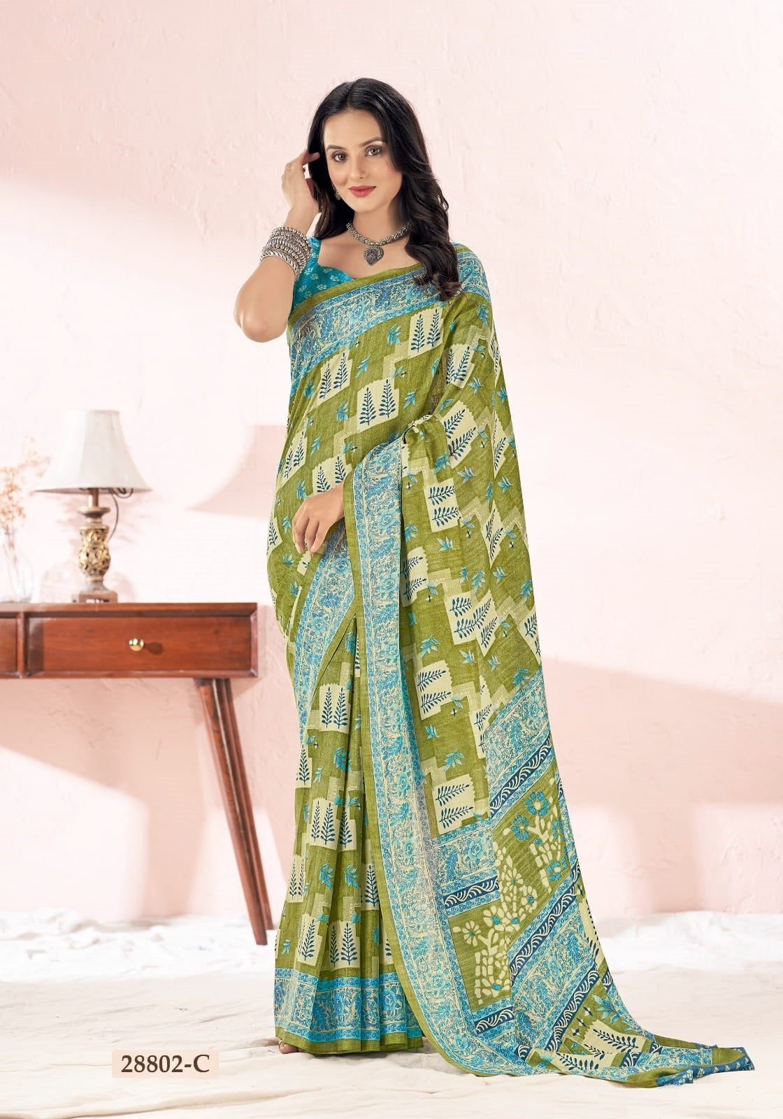 Tussar Silk Saree in green