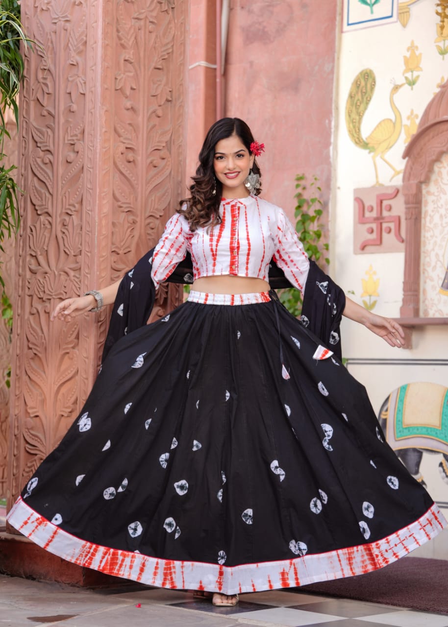 Dandia Block Print Flora lehenga choli Set