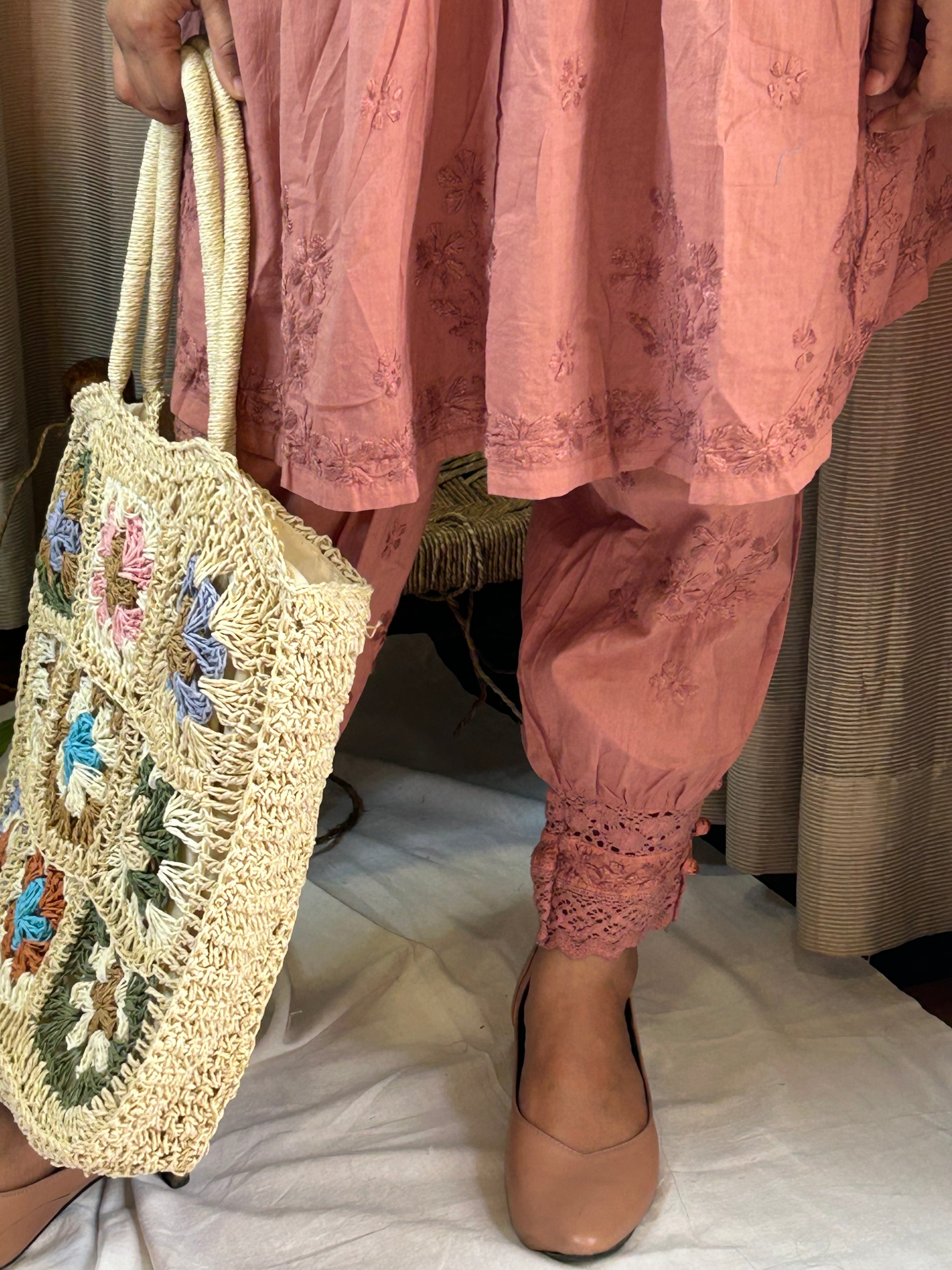 Brown  Chikankari Coord Set