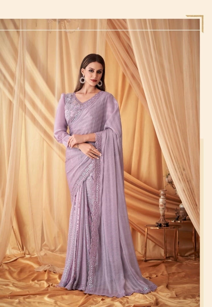 Lavender boutique style saree