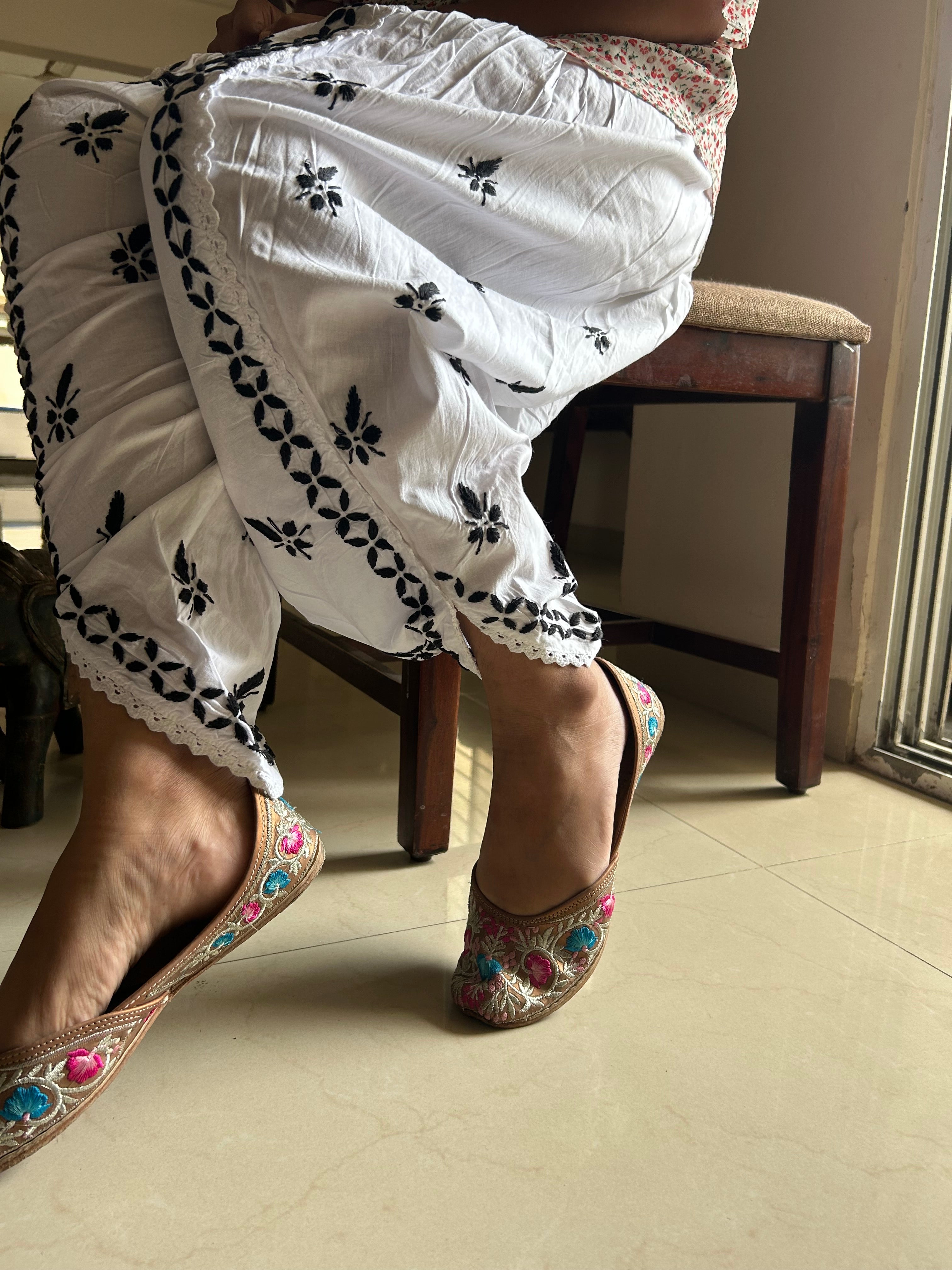 Chikankari Dhoti Salwar in White and Black