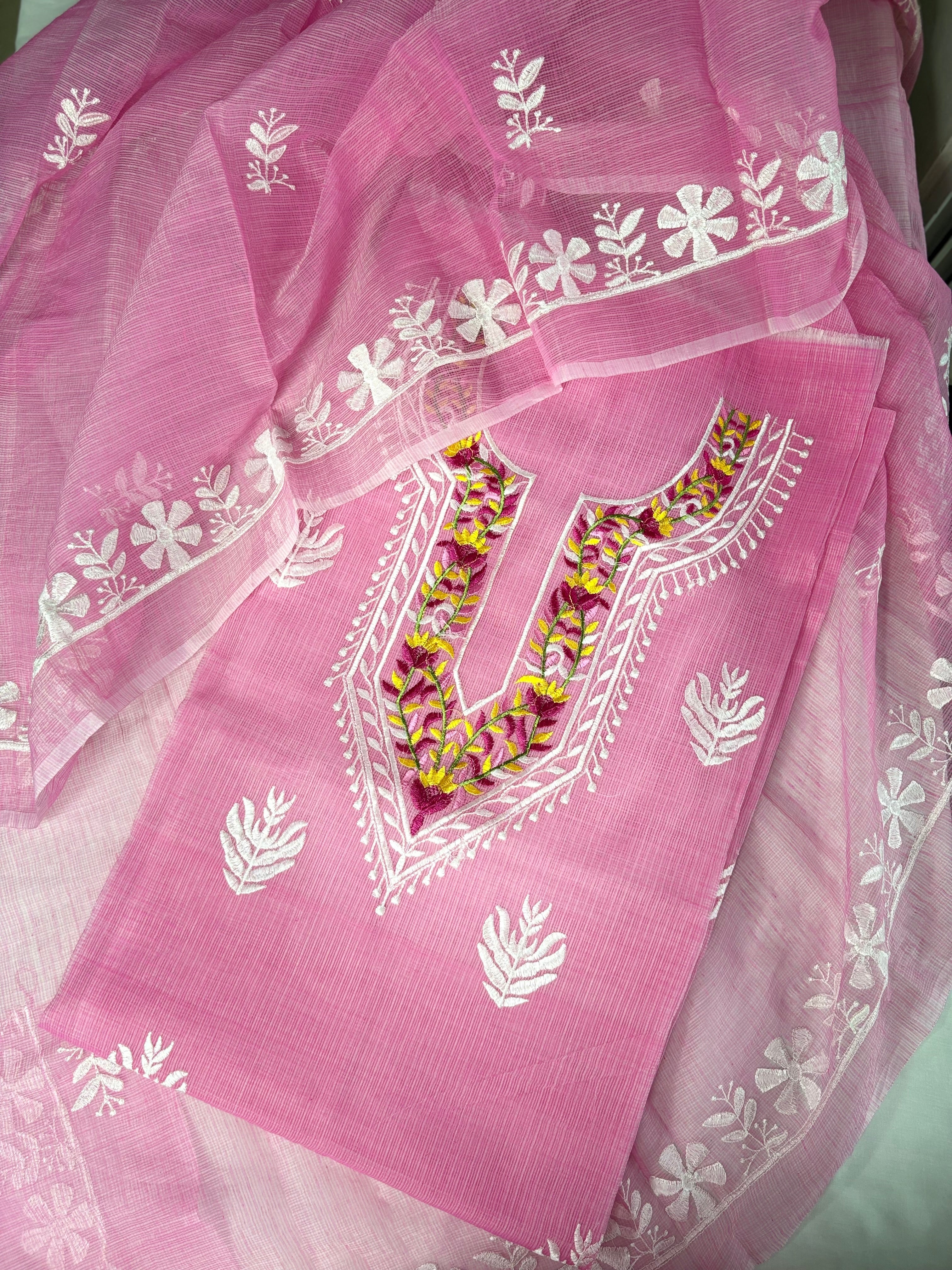 Rati- Kota Doriya Embroidery Work Suit In Pink