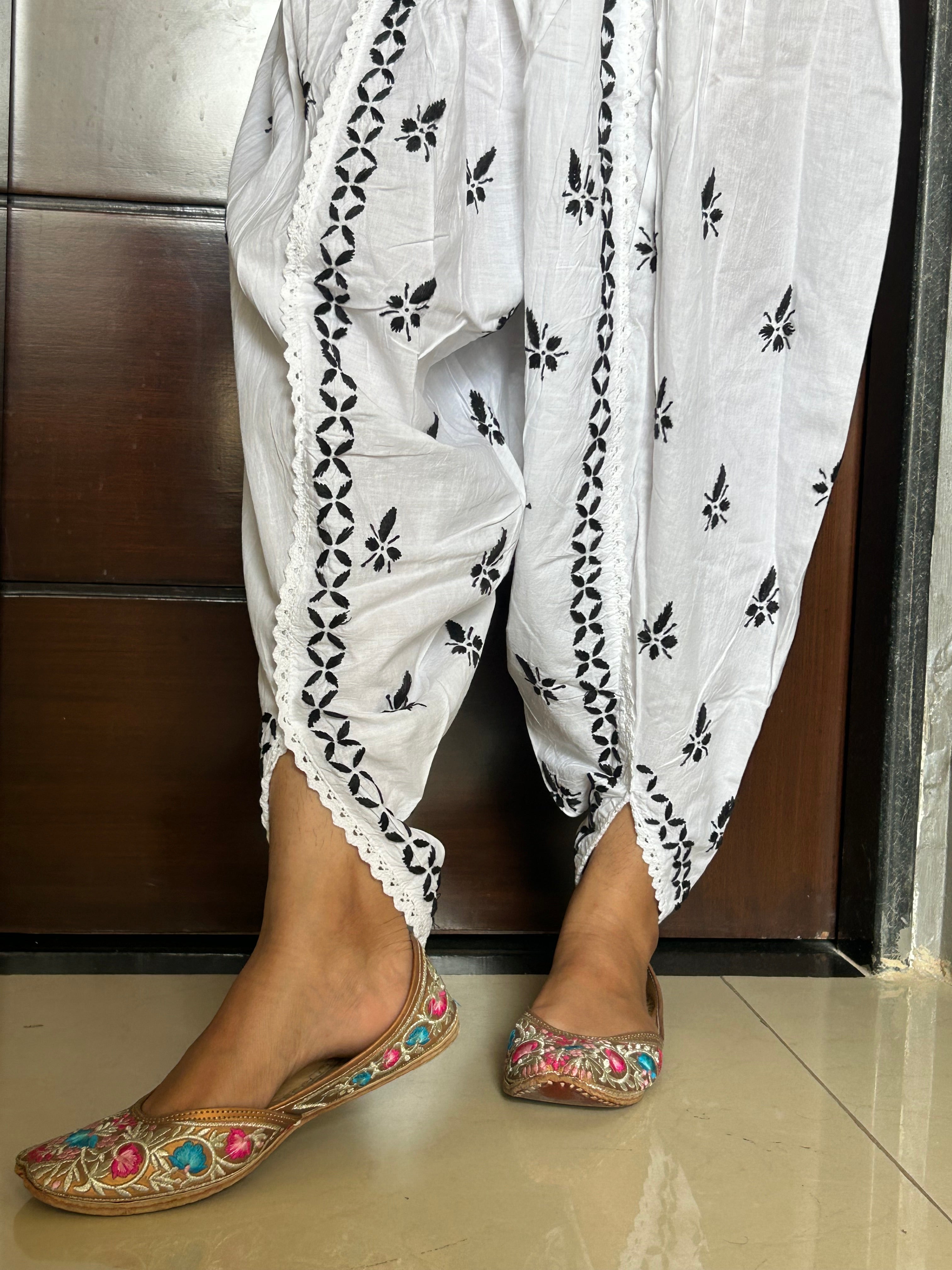 Chikankari Dhoti Salwar in White and Black