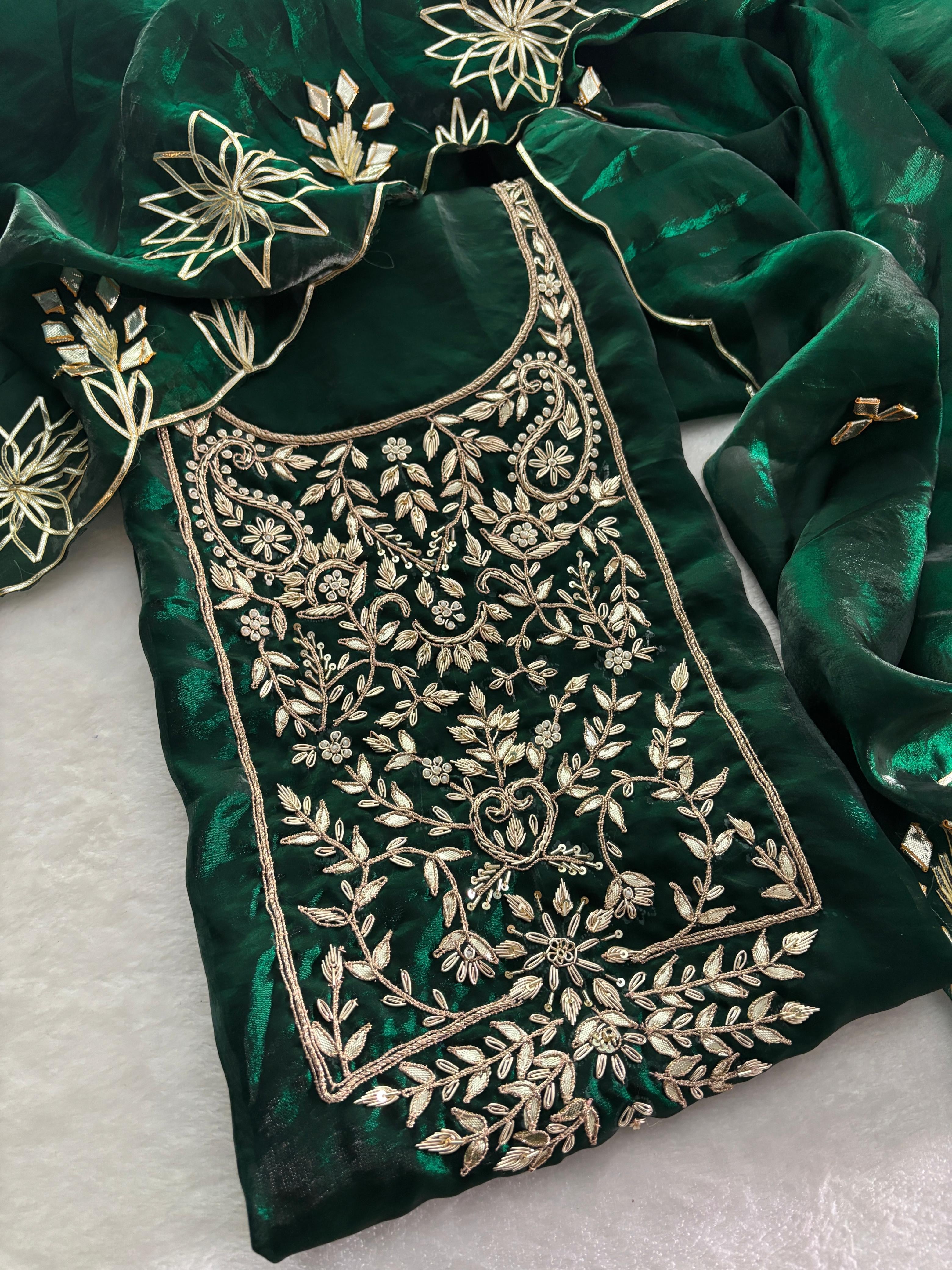 Kora- Soft Silk Designer  Gota Patti Suit