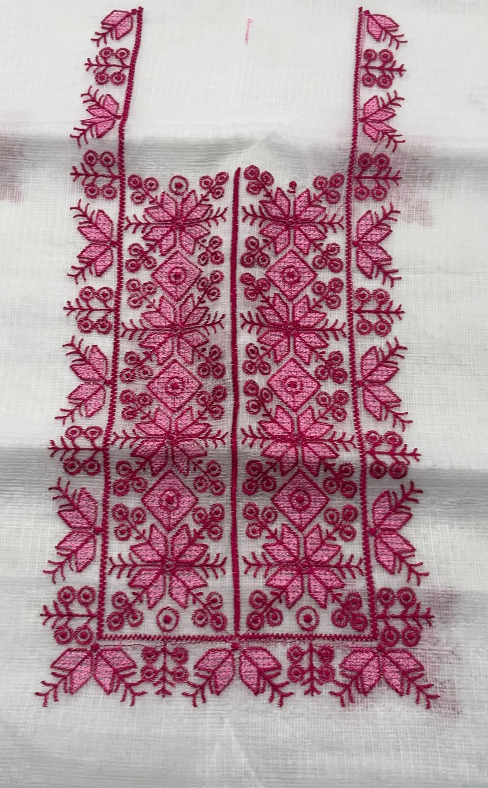 Beautiful Kota Doria Suit In white Colour With pink Embroidery Work