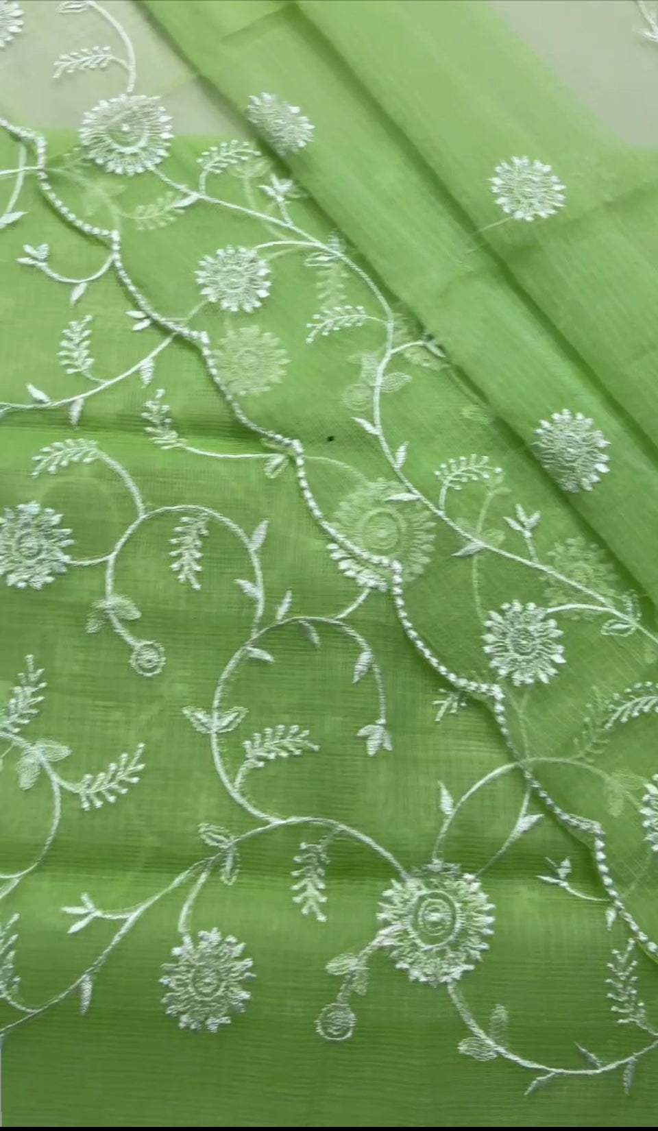 Pista Green Kota Doria Suit With Designer Kota Dupatta