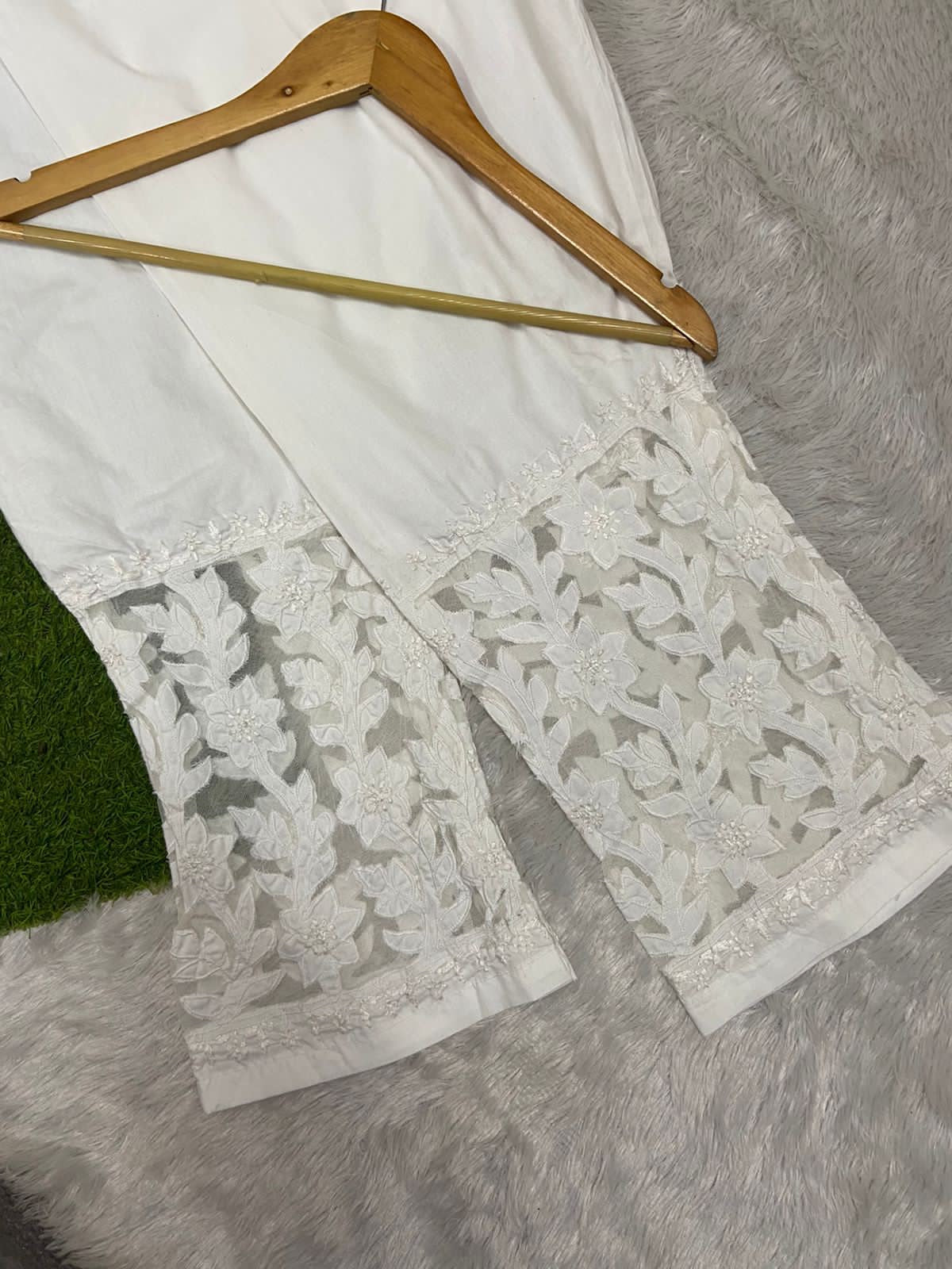 White Cutwork Mulmul Cotton Pant