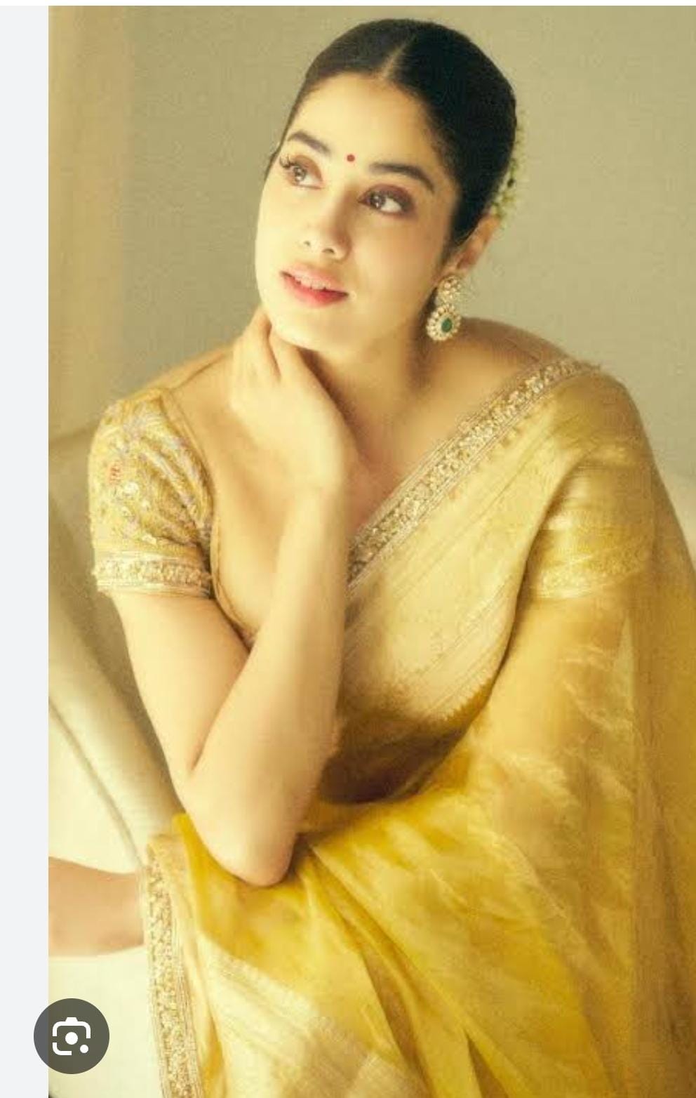 Jahnvi Kapoor Yellow Tissue Saree