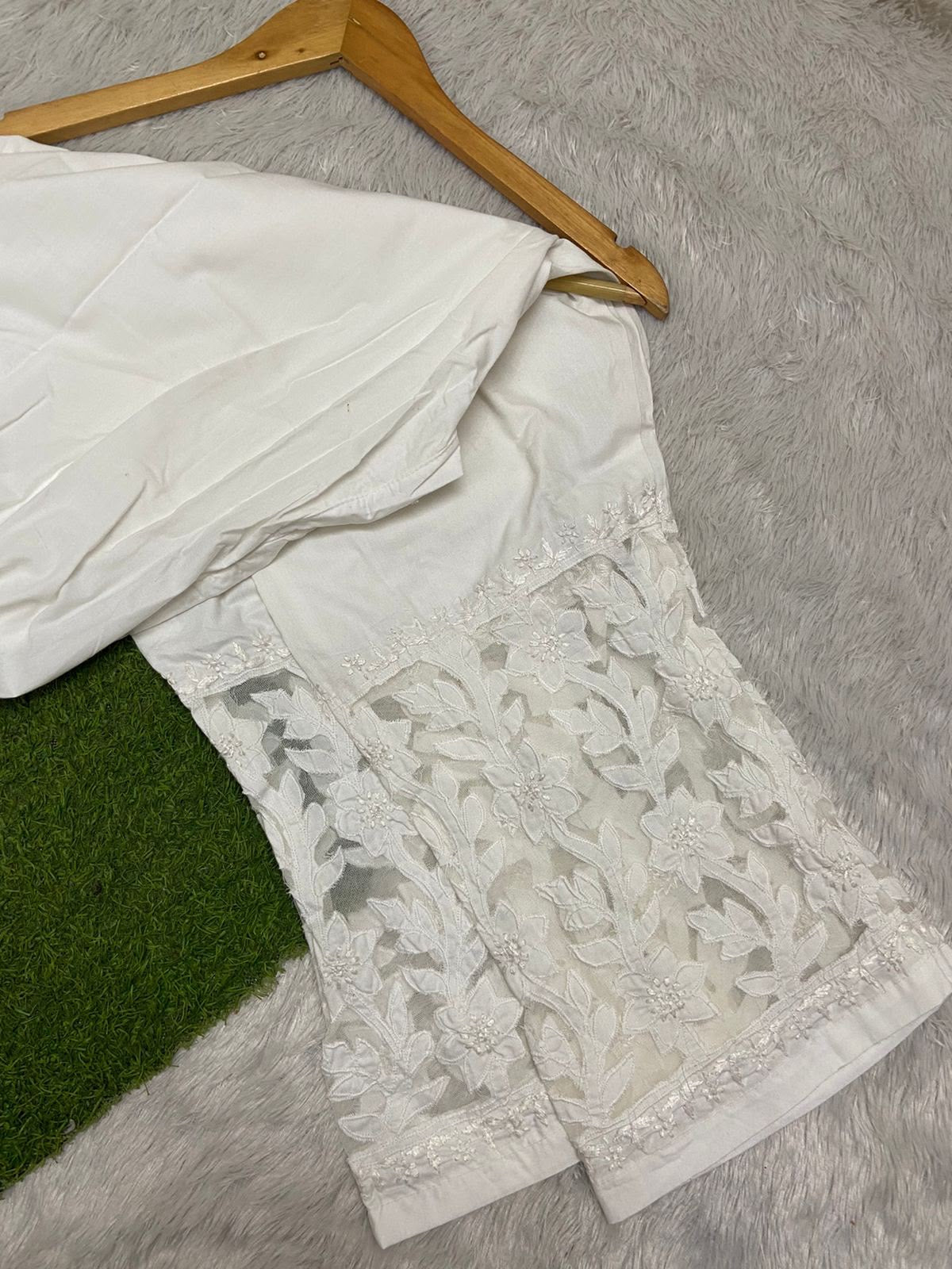 White Cutwork Mulmul Cotton Pant
