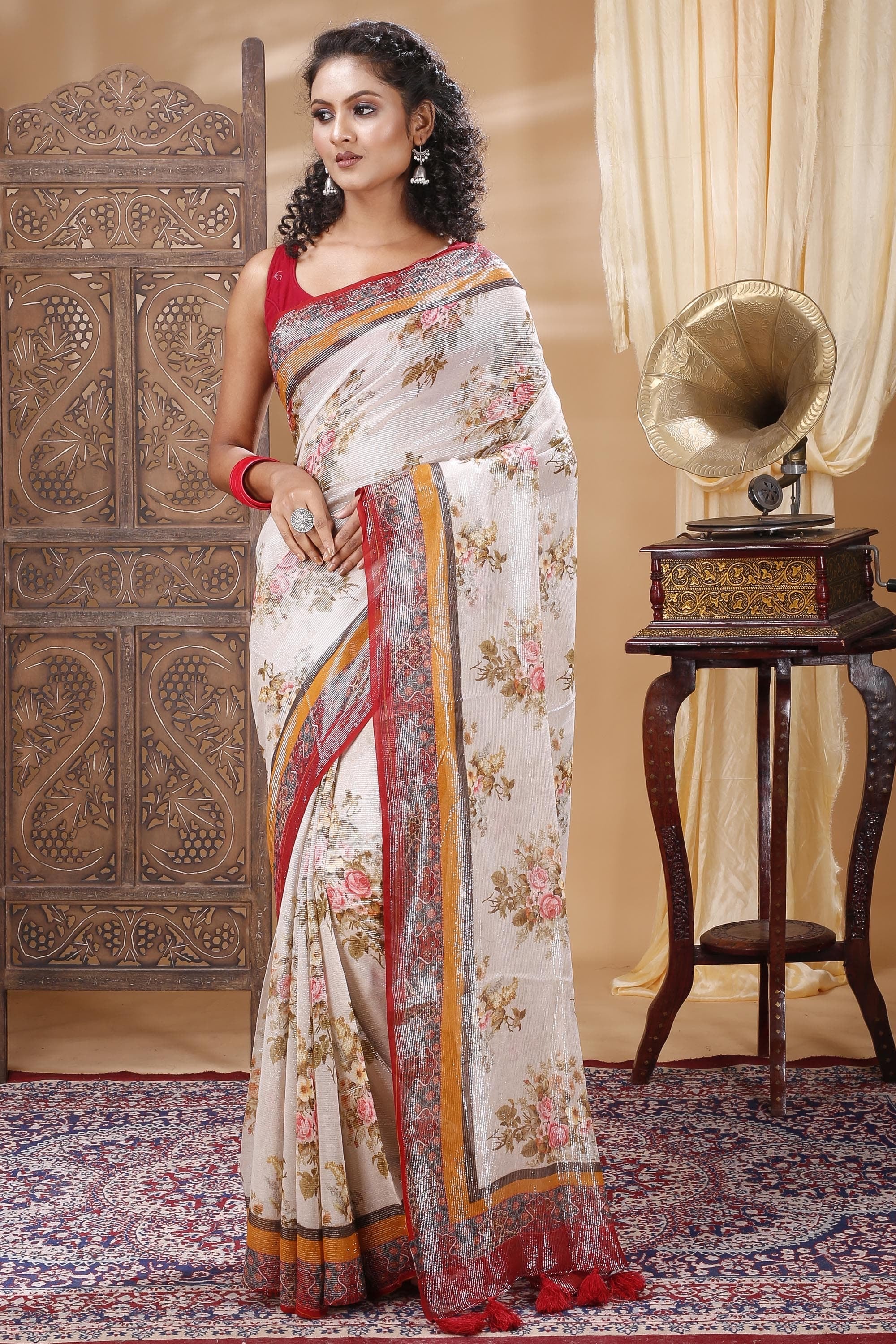 Viral Floral Linen Saree