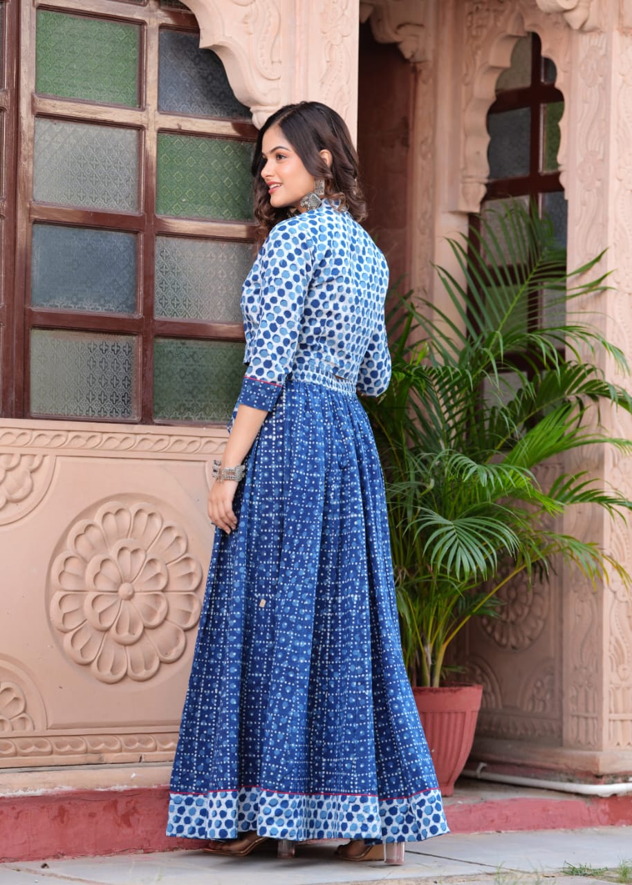 Indigo Print Bagru Flora lehenga choli Set