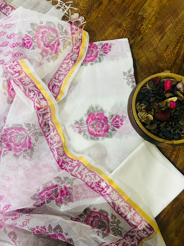 White and pink Kota Doriya Suit