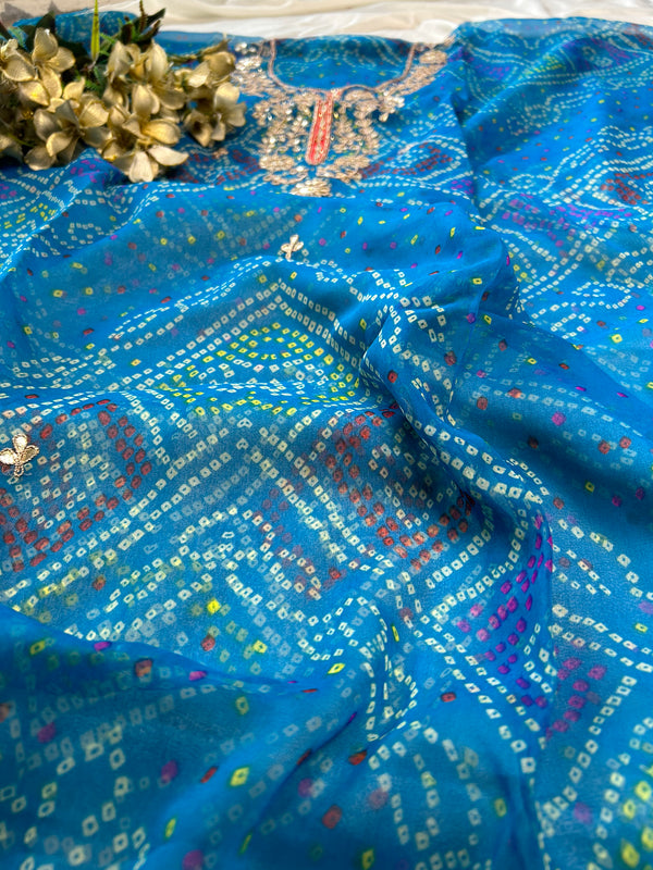 Blue Bandhej Kurti