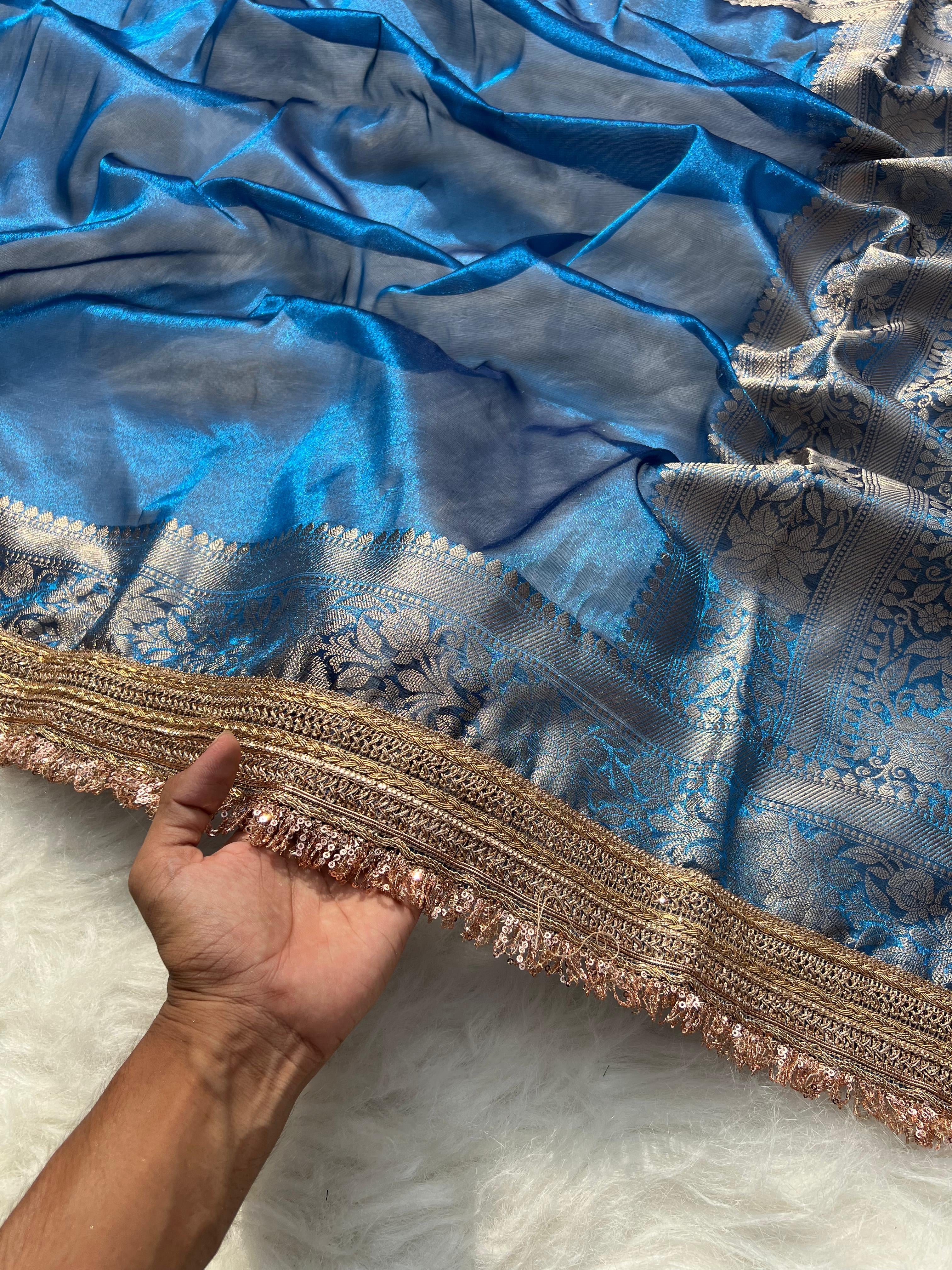 Blue Chamki Banarasi Tissue Saree