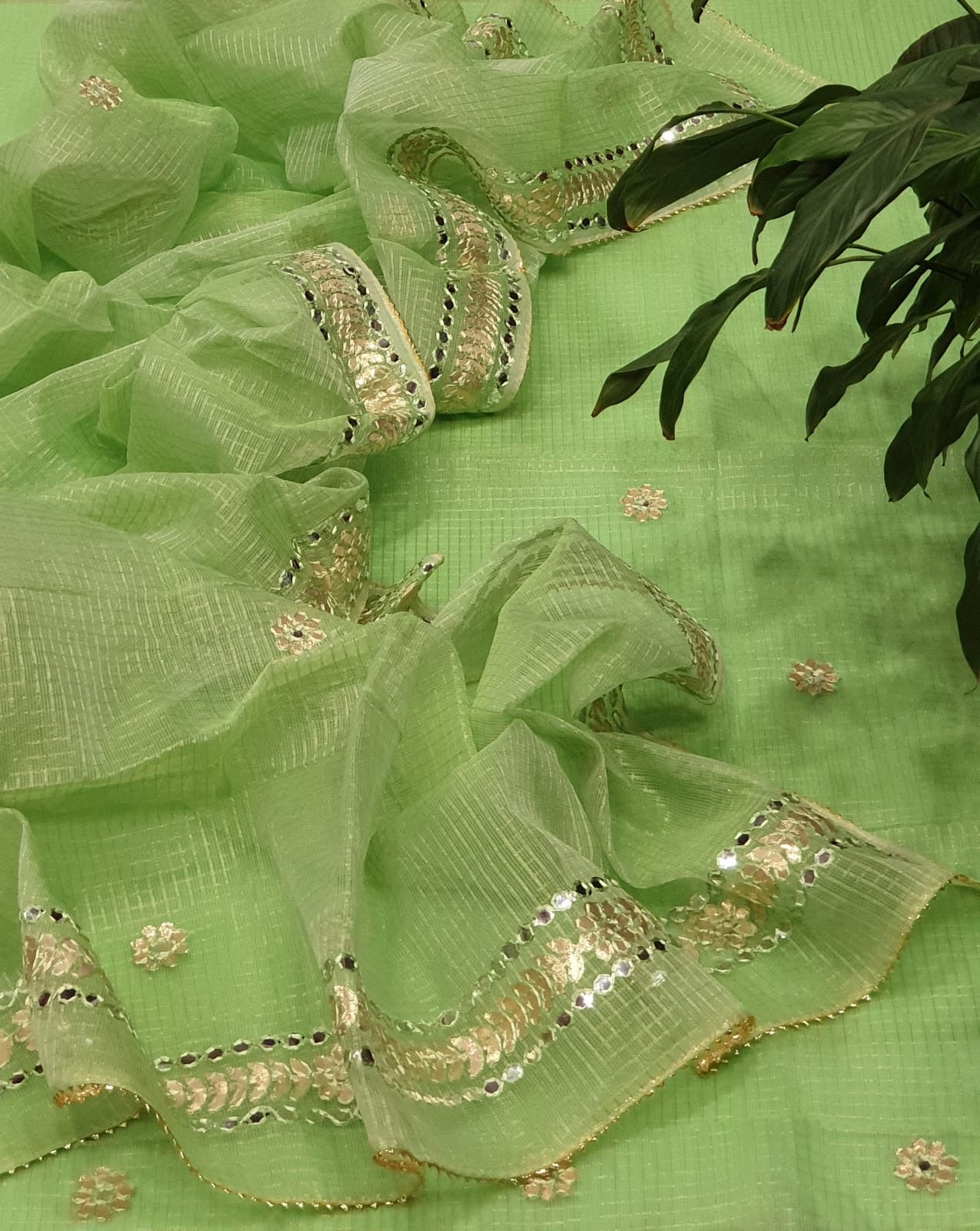 Rajasvi- Wedding Wear Kota Gota Patti Salwar Suit In Green Color